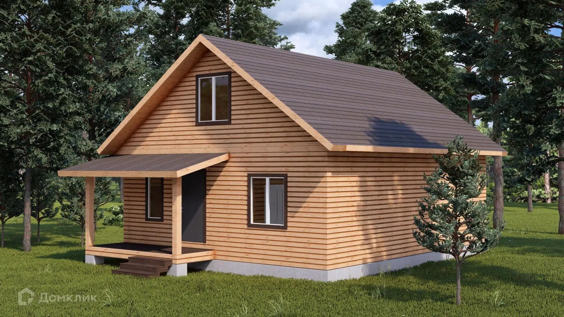 Проект дома «Брусовой дом с крыльцом ТА-121» компании Построй Свой Дом_ИП из материала Профилированный брус площадью 121м² под ключ за 6445557₽ в Донецке | 2 этажа, 2 спальни, 1 санузел – Домклик