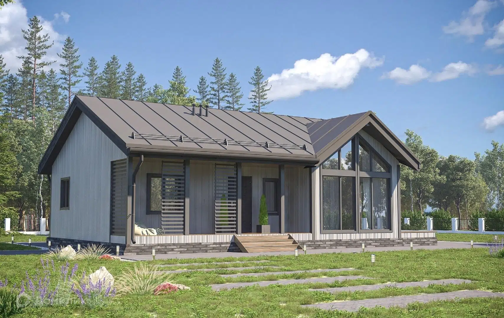 Проект дома «ДК-115» компании Теплодина из материала Каркасный дом площадью 96.8м² под ключ за 4644000₽ в Донецке | 1 этаж, 3 спальни, 2 санузла – Домклик