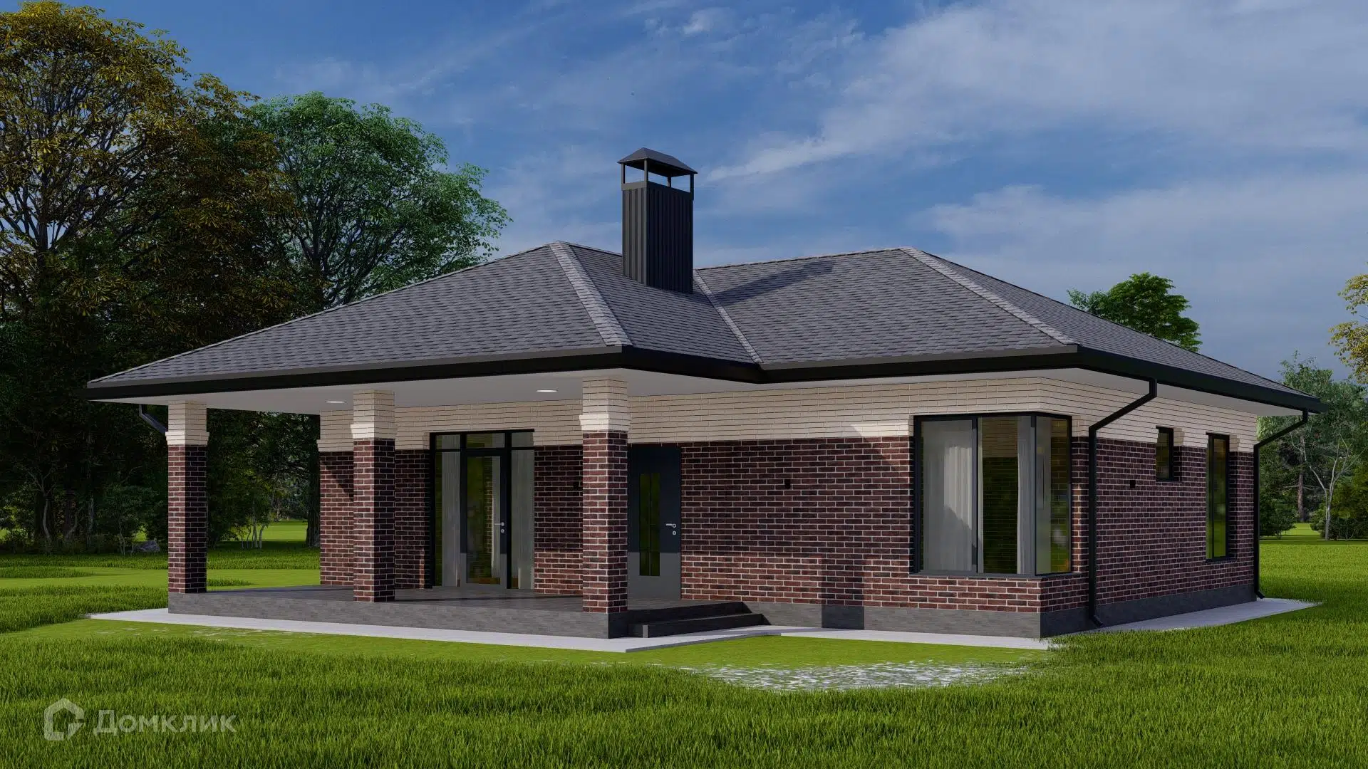 Проект дома «Коттедж "Бавария"» компании А-Девелопмент из материала Кирпич площадью 114.5м² под ключ за 5664423₽ в Донецке | 1 этаж, 3 спальни, 1 санузел – Домклик