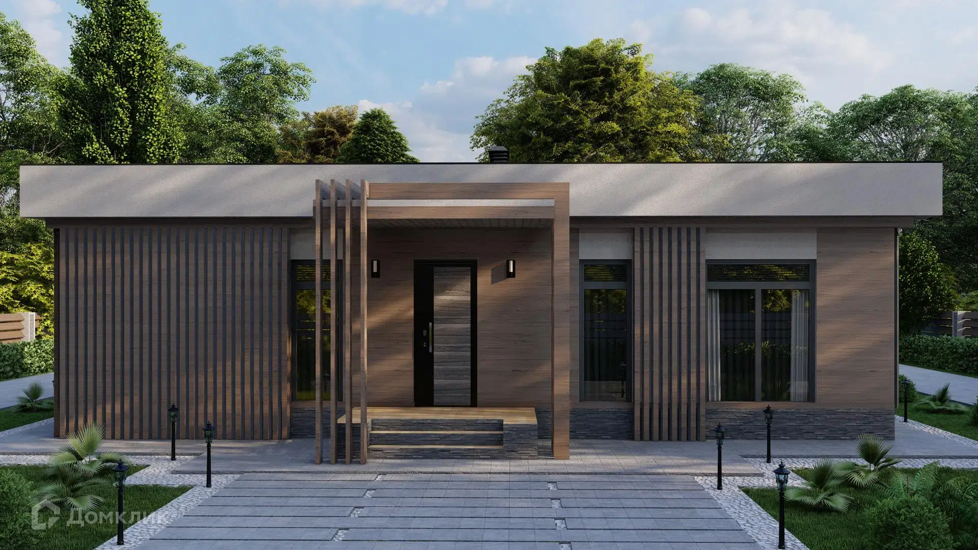 Проект дома «Одноэтажный жилой дом 115 квм Хайтек» компании Строительная Компания «Алмистрой» из материала Газосиликатные блоки площадью 115м² под ключ за 5750000₽ в Донецке | 1 этаж, 3 спальни, 2 санузла – Домклик