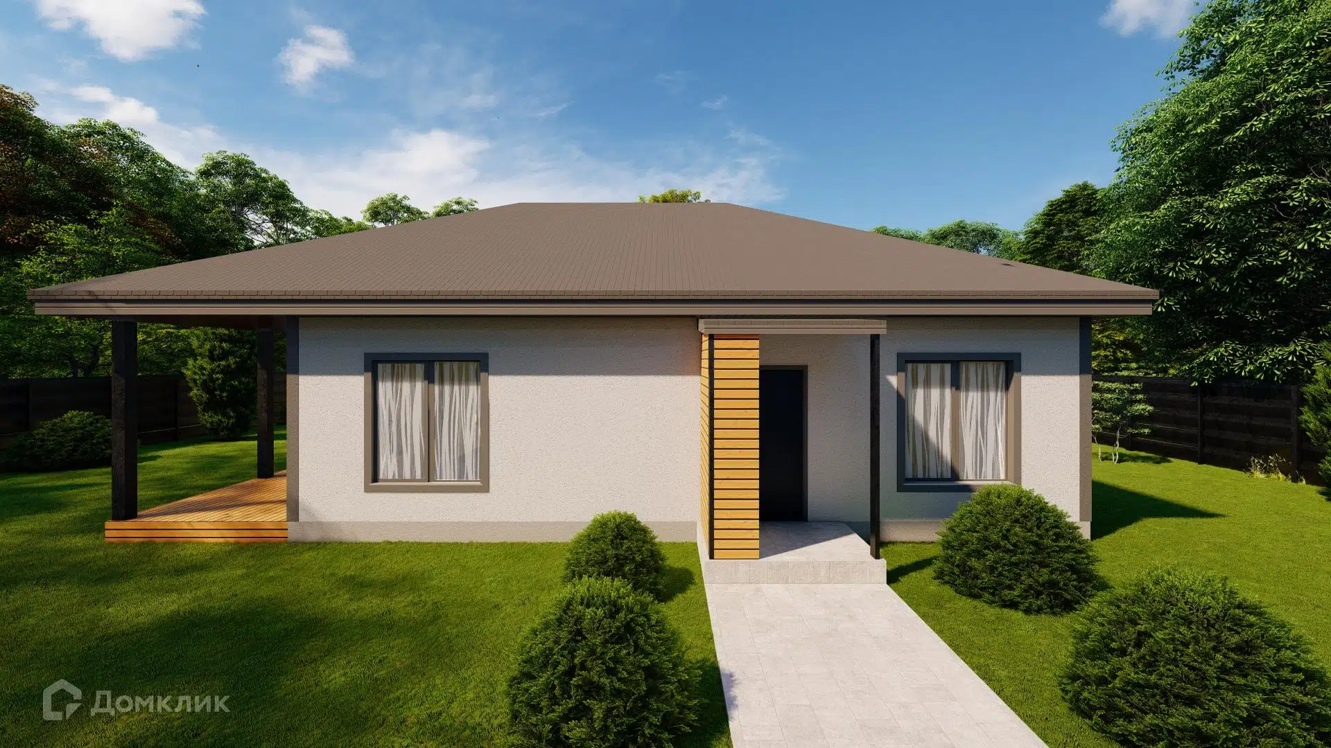 Проект дома «Дом березка» компании ТСК «СОЮЗ» из материала Пенобетонные блоки площадью 99.1м² под ключ за 7800000₽ в Донецке | 1 этаж, 2 спальни, 1 санузел – Домклик