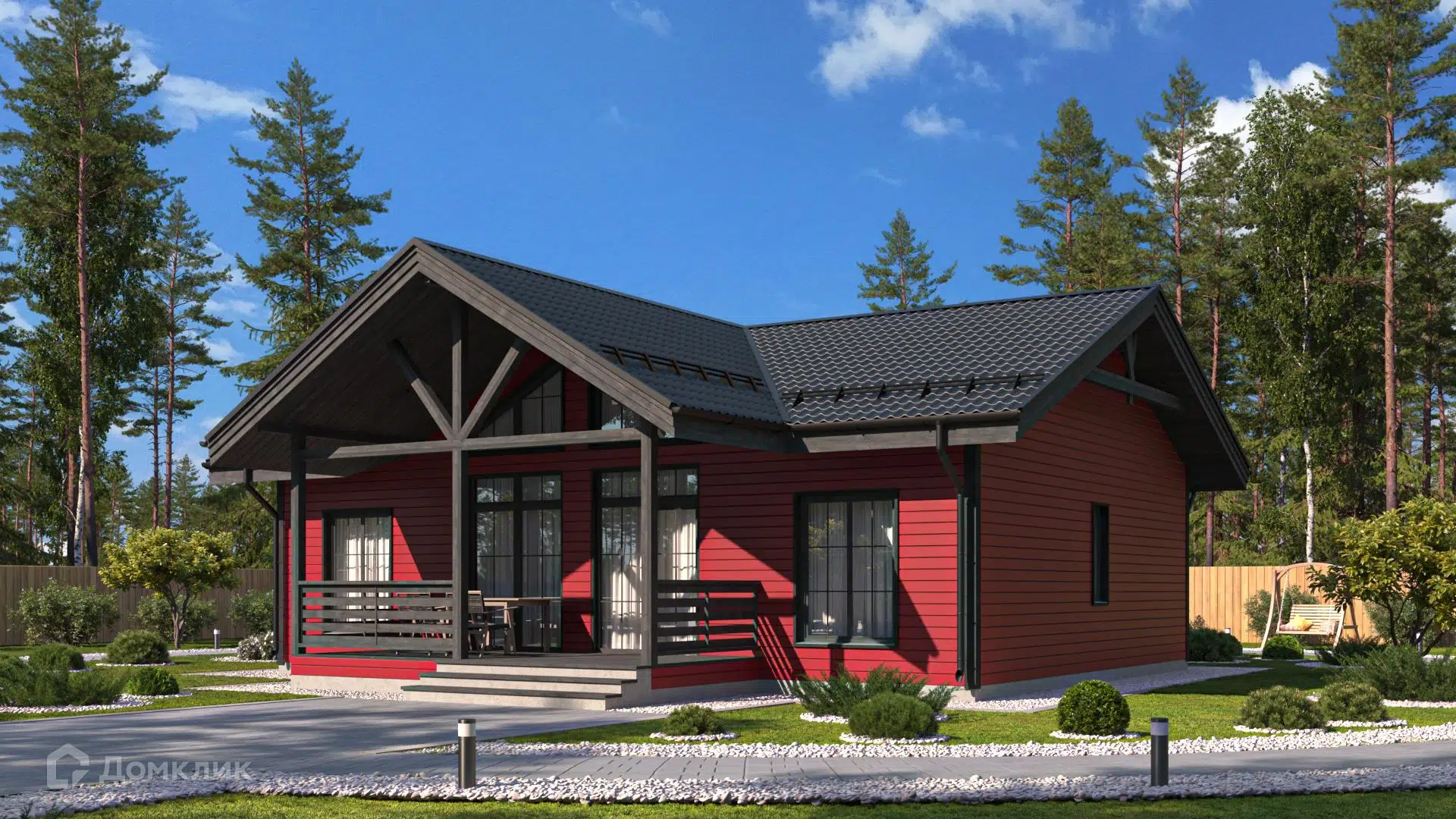 Проект дома «Каркасный дом 9х12 К-27» компании СК «Домовёнок» из материала Каркасный дом площадью 118м² под ключ за 4834000₽ в Донецке | 1 этаж, 3 спальни, 2 санузла – Домклик