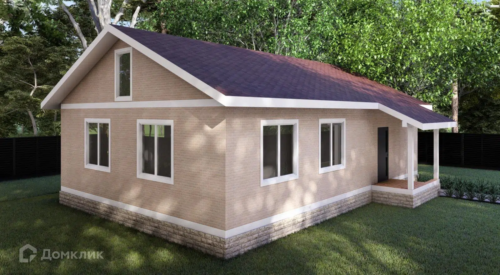 Проект дома «Загородный одноэтажный дом 4 спальни - 109» компании ТСК ЭнСтрой из материала SIP-панели площадью 89.3м² под ключ за 4114000₽ в Донецке | 1 этаж, 4 спальни, 1 санузел – Домклик
