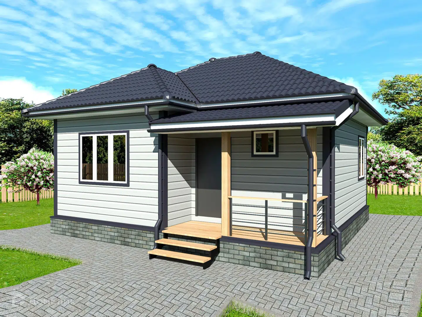 Проект дома «Проект "Гермес"» компании Альфа SIP из материала SIP-панели площадью 55.2м² под ключ за 2181966₽ в Донецке | 1 этаж, 1 спальня, 1 санузел – Домклик