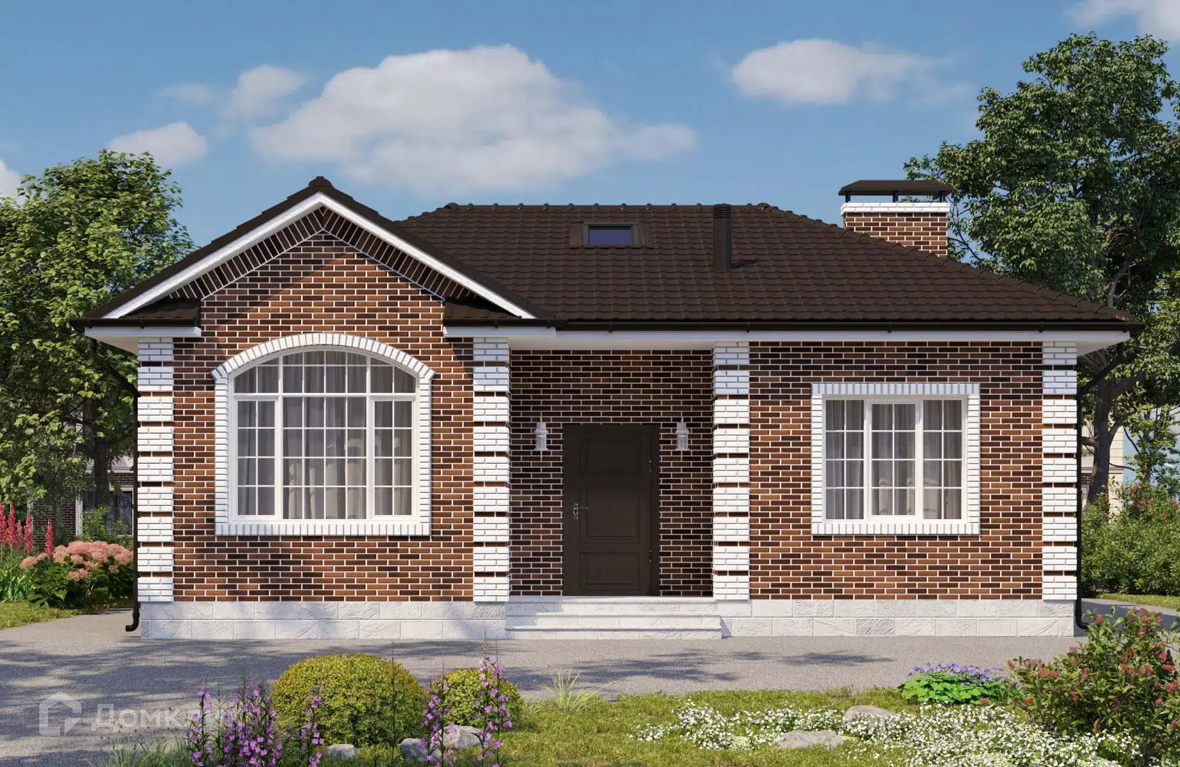 Проект дома «Проект №156-1» компании Новация из материала Газобетонные блоки площадью 103м² под ключ за 7700000₽ в Донецке | 1 этаж, 3 спальни, 2 санузла – Домклик