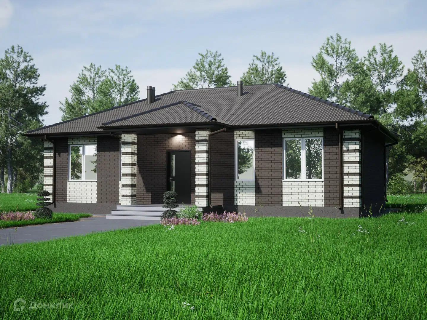 Проект дома «СП-15» компании КАЛУГА-СТРОЙДОМ из материала Газобетонные блоки площадью 90м² под ключ за 5400000₽ в Луганске | 1 этаж, 3 спальни, 1 санузел – Домклик