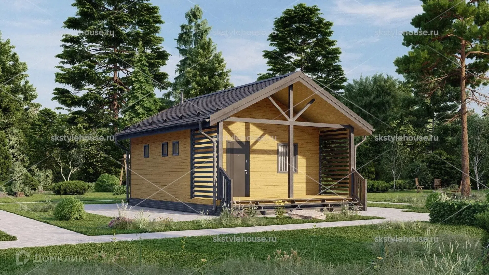 Проект дома «Баня FIN SAUNA» компании СК АРХСТРОЙ из материала Каркасный дом площадью 36м² под ключ за 1728000₽ в Донецке | 1 этаж, 1 спальня, 1 санузел – Домклик