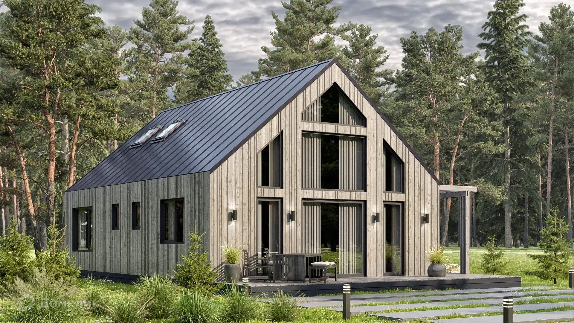 Проект дома «СИП С127» компании ЙОЛО ХАУС из материала SIP-панели площадью 127м² под ключ за 4950000₽ в Луганске | 2 этажа, 3 спальни, 1 санузел – Домклик