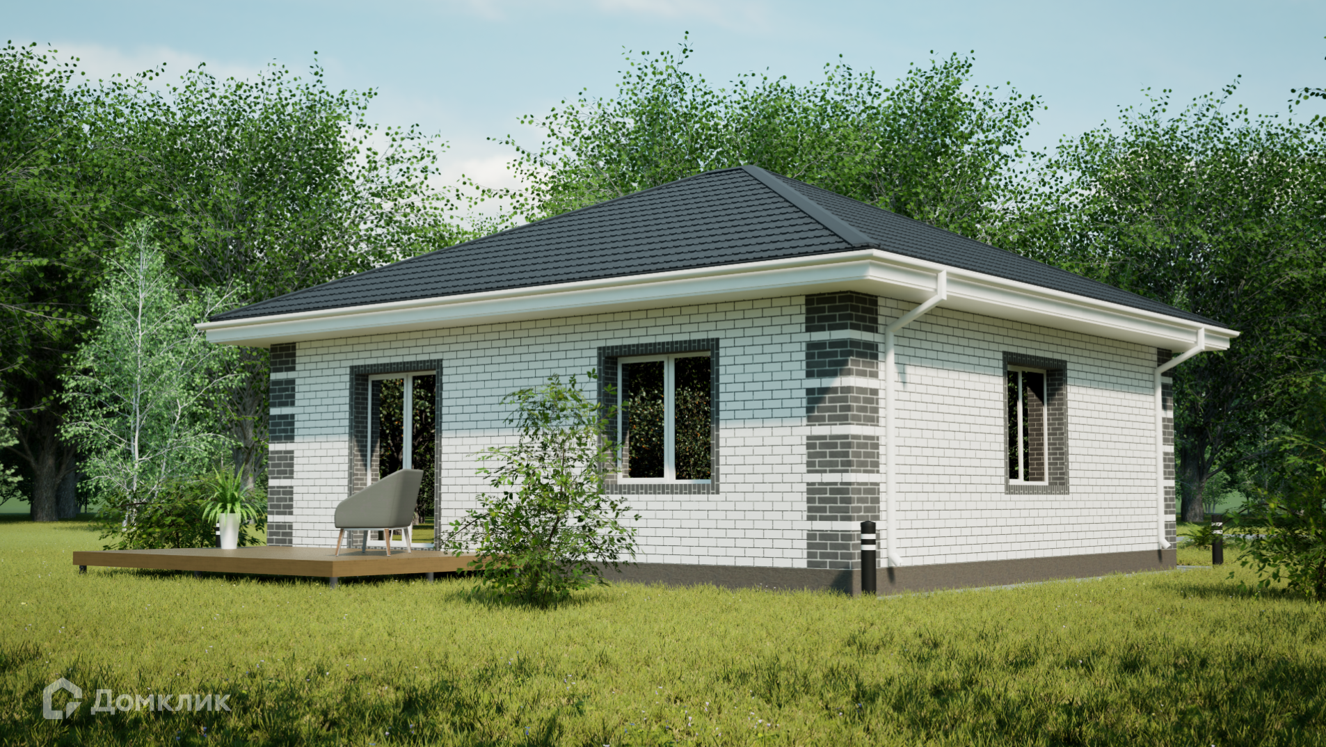 Проект дома «R-80» компании Regnum из материала Керамзитобетонные блоки площадью 81м² под ключ за 5760000₽ в Донецке | 1 этаж, 3 спальни, 1 санузел – Домклик