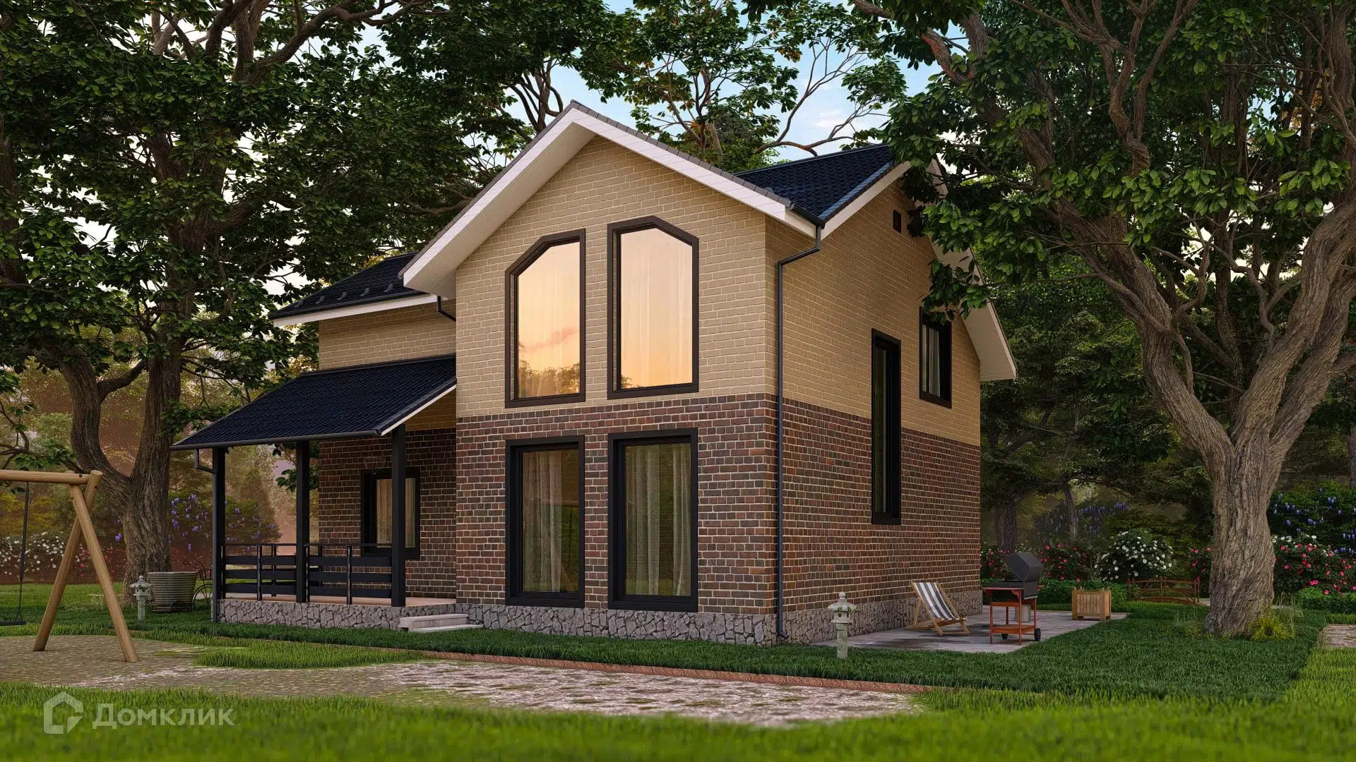 Проект дома «Боровск» компании Зеленый пояс Москвы из материала Каркасный дом площадью 173.1м² под ключ за 13990000₽ в Донецке | 2 этажа, 5 спален, 2 санузла – Домклик