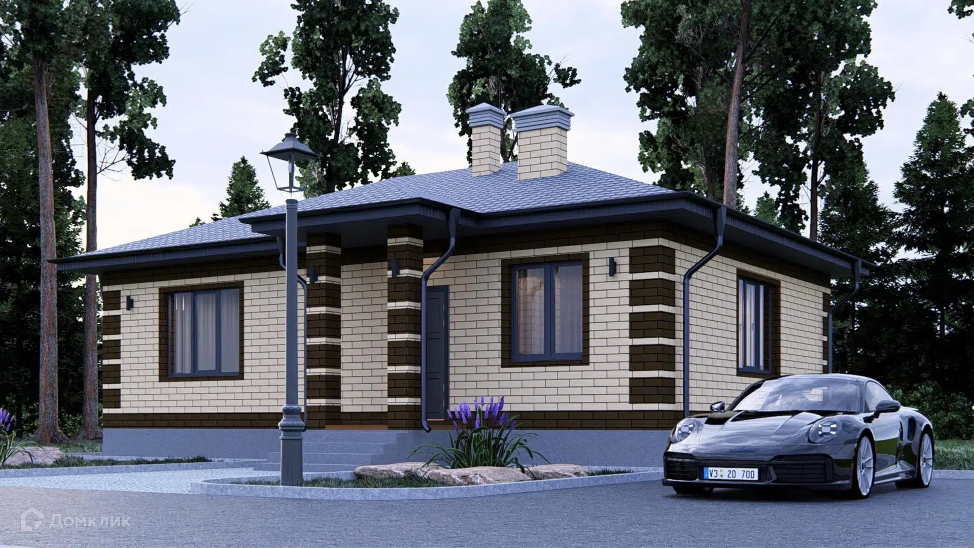 Проект дома «Загородный дом КЕРАМА-73» компании ООО «СЕДЬМОЕ НЕБО» из материала Газобетонные блоки площадью 70.1м² под ключ за 7510000₽ в Донецке | 1 этаж, 3 спальни, 1 санузел – Домклик