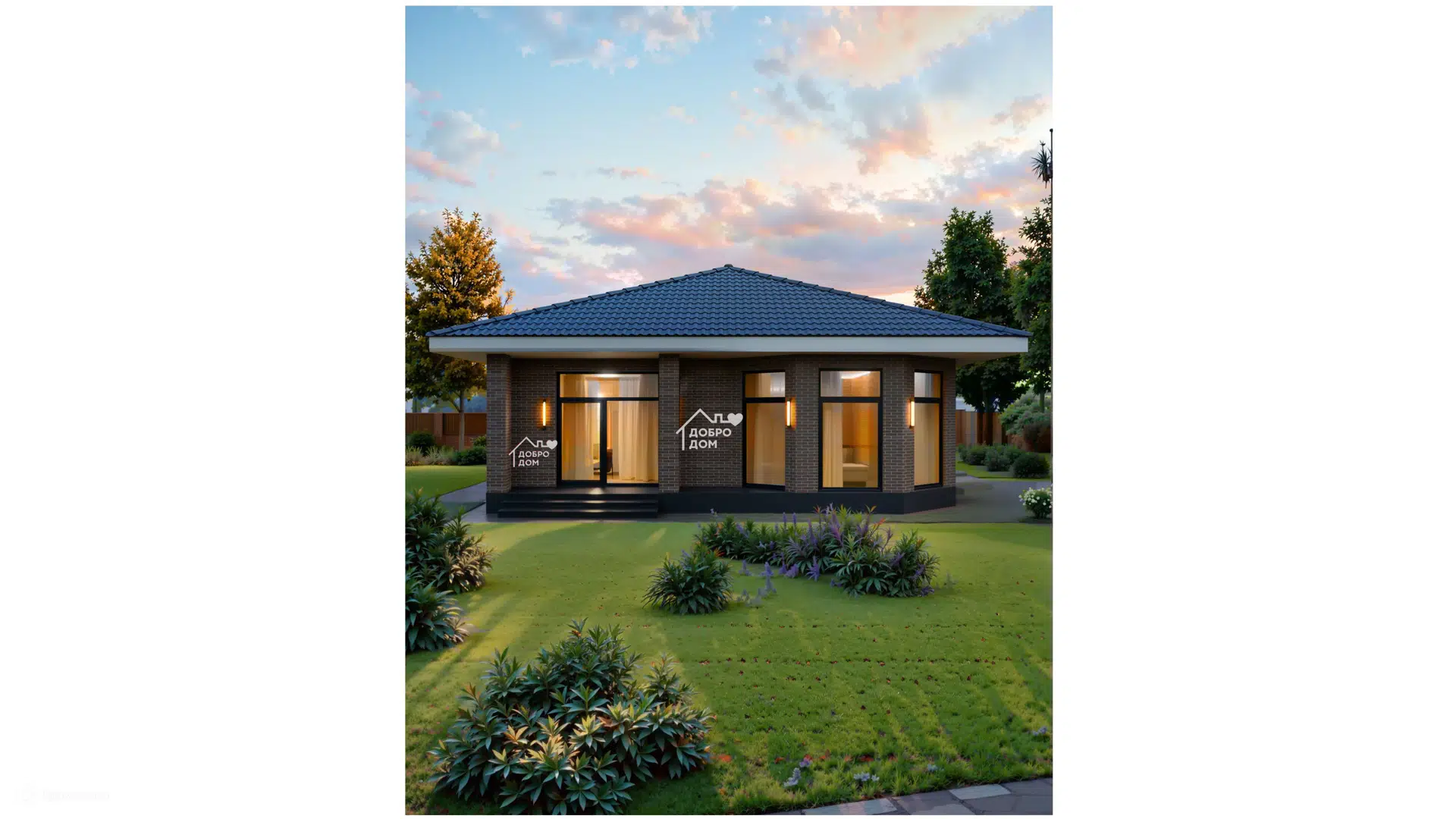 Проект дома «Коттедж Комета» компании СК «Добро Дом» из материала Газобетонные блоки площадью 116м² под ключ за 6800000₽ в Донецке | 1 этаж, 3 спальни, 1 санузел – Домклик
