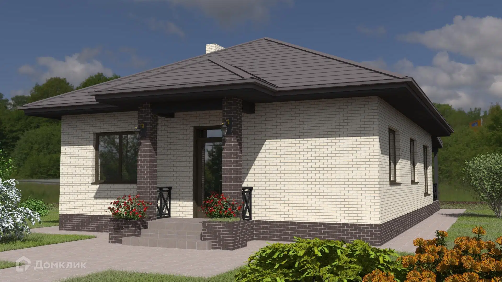 Проект дома «ИЖС-4» компании ИП Аристакесян Арман Араратович из материала Пенобетонные блоки площадью 93.7м² под ключ за 6950000₽ в Донецке | 1 этаж, 3 спальни, 2 санузла – Домклик