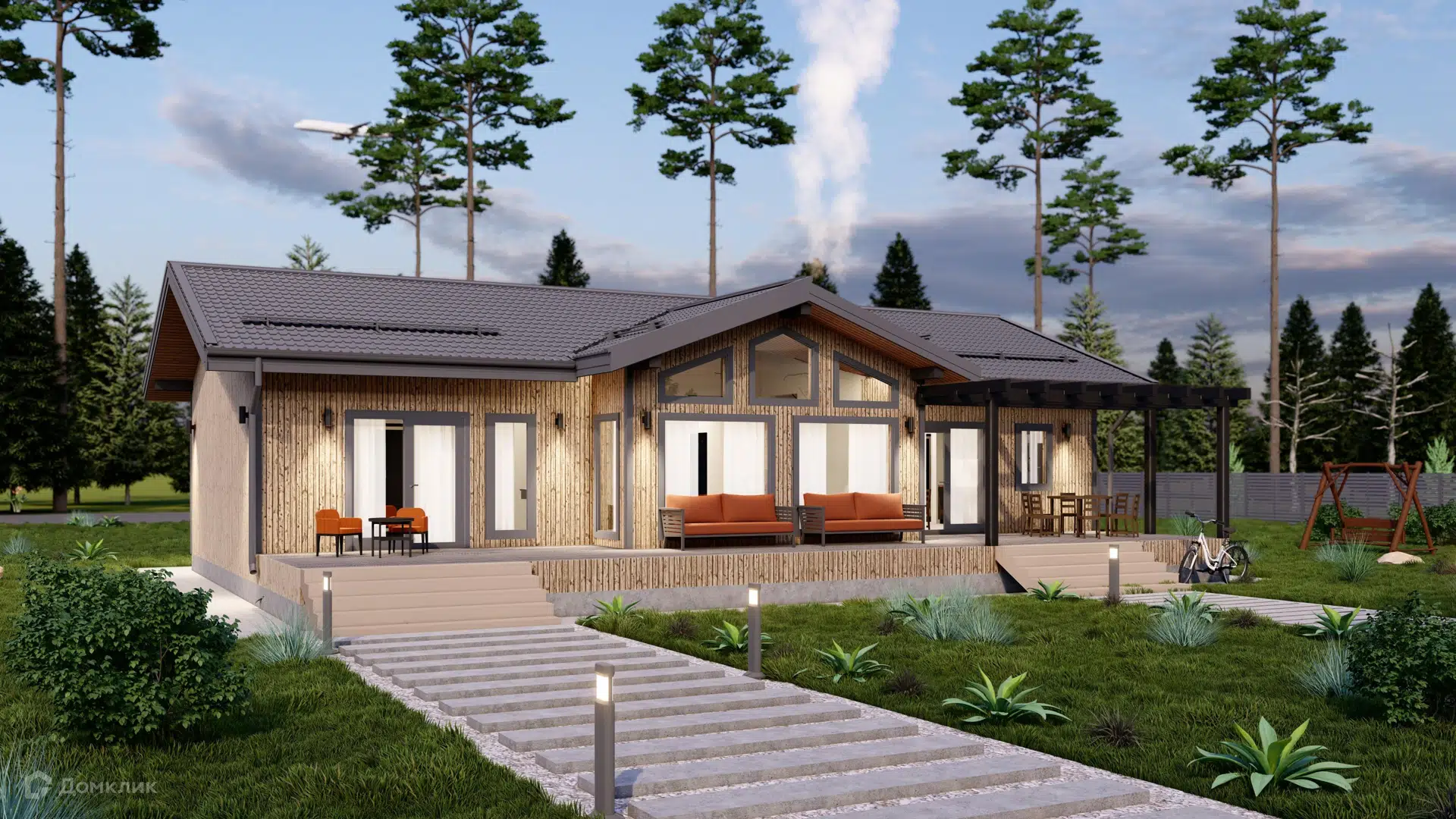 Проект дома «Милан» компании Каркас Поволжья из материала Каркасный дом площадью 130м² под ключ за 5500000₽ в Донецке | 1 этаж, 3 спальни, 3 санузла – Домклик