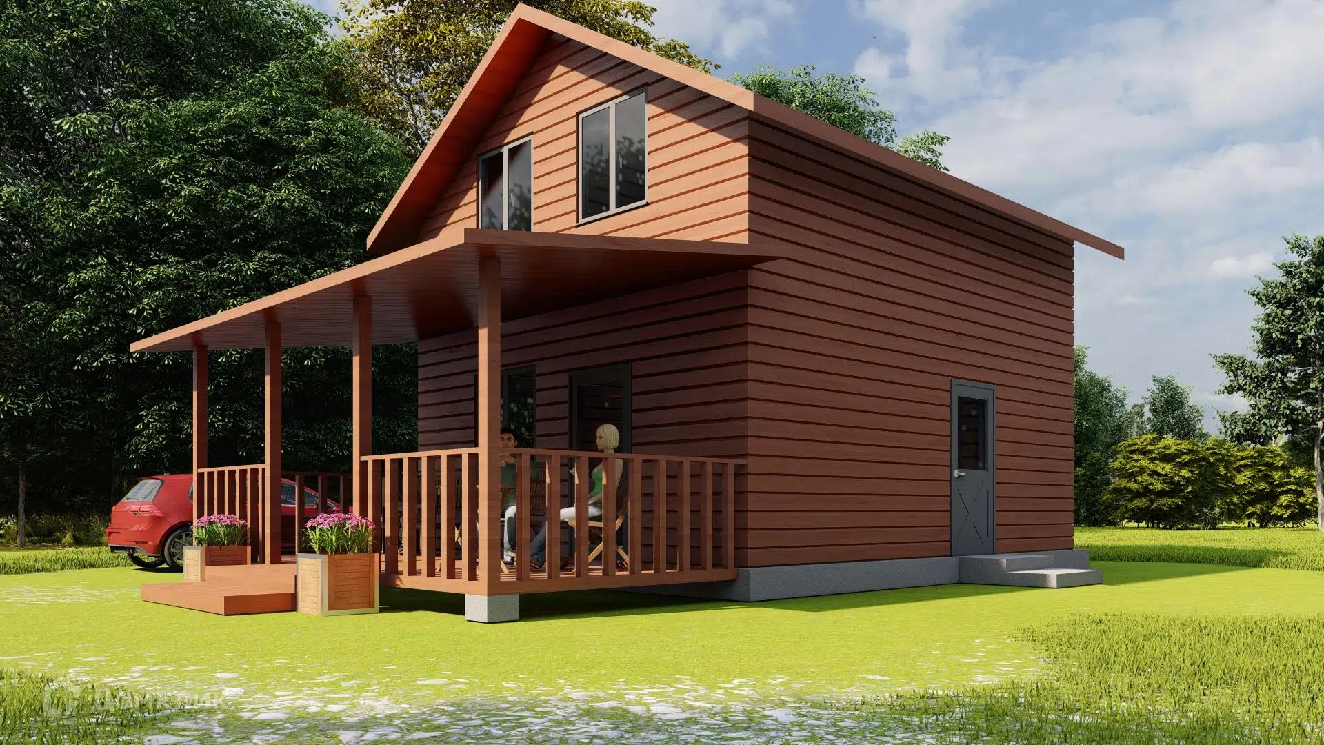 Проект дома «Дачный» компании ООО «БурИнвест» из материала Брус естественной влажности площадью 84м² под ключ за 4860000₽ в Донецке | 2 этажа, 2 спальни, 1 санузел – Домклик