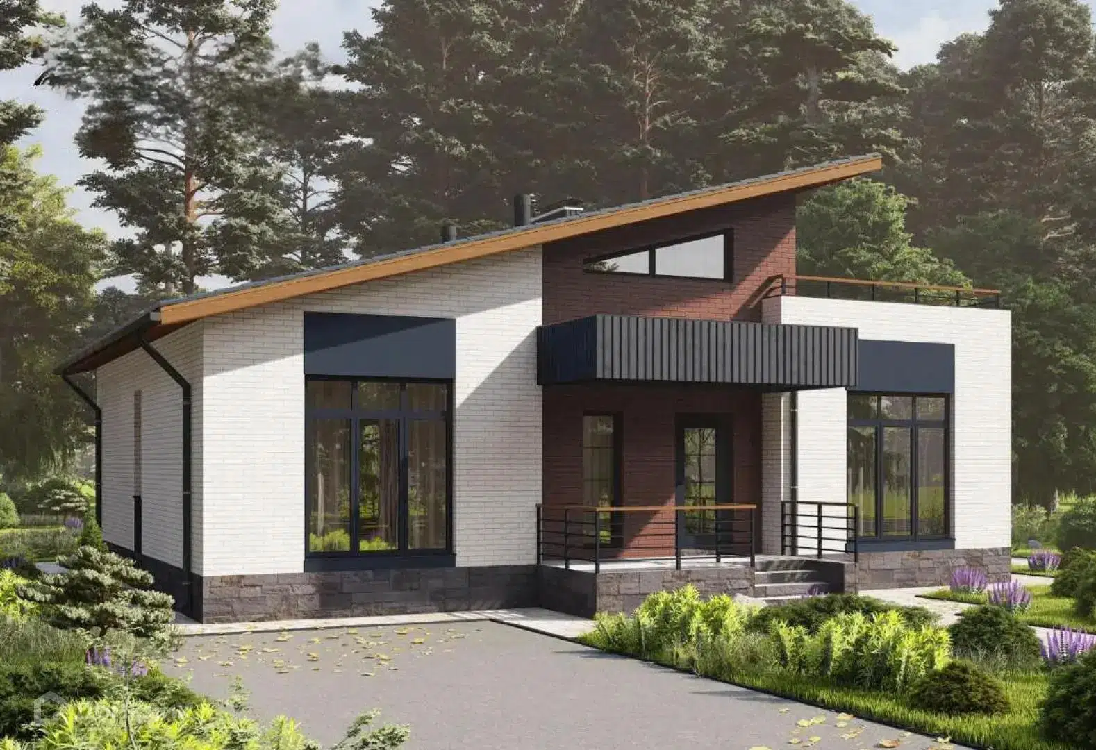 Проект дома «Минимализм 1, 212.43 (143,7)» компании СК НА ВЕКА из материала Газобетонные блоки площадью 202.48м² под ключ за 9870000₽ в Донецке | 2 этажа, 4 спальни, 2 санузла – Домклик