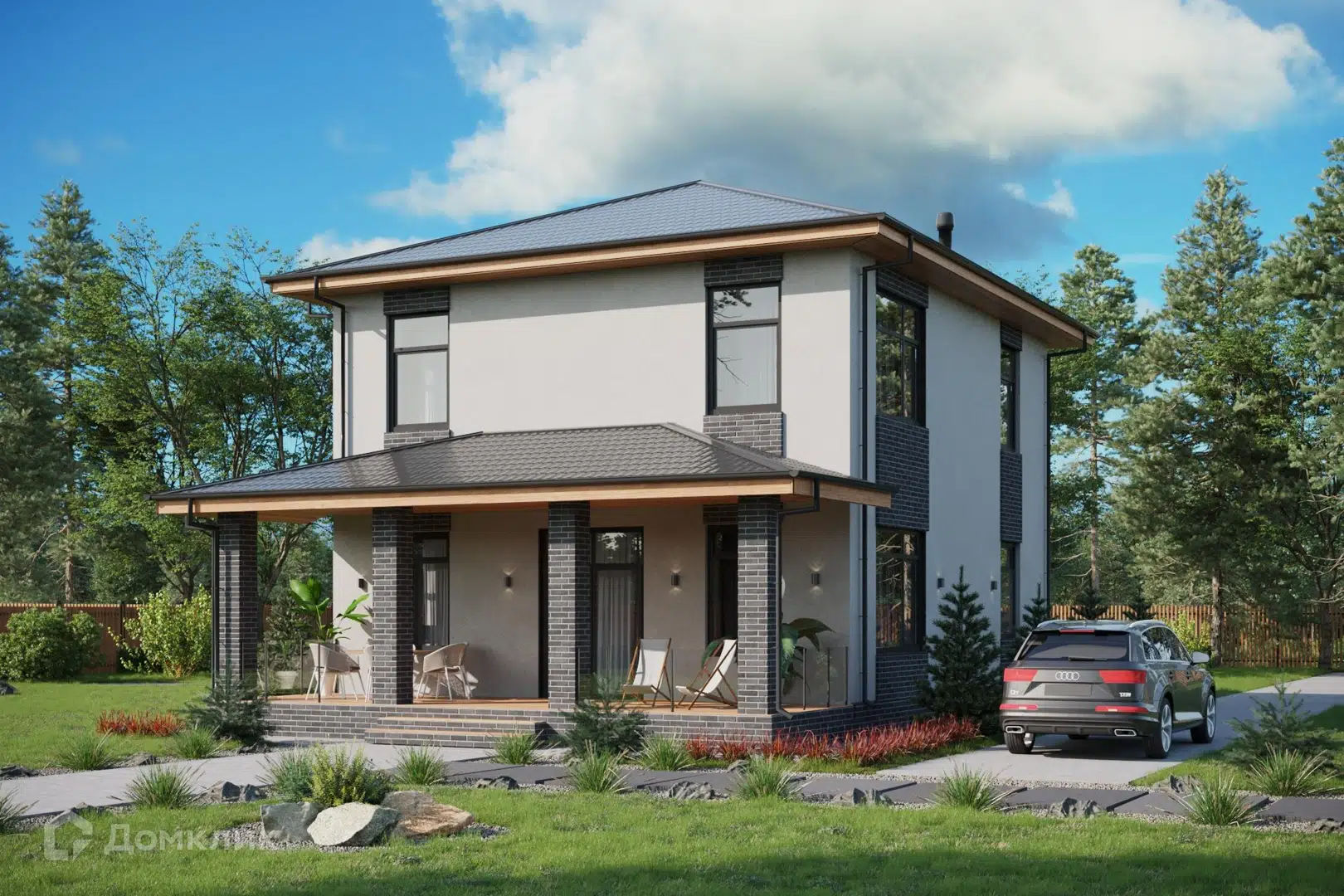 Проект дома «Сакраменто» компании ИНТЕЛ ГРУПП из материала Газобетонные блоки площадью 167.4м² под ключ за 8690000₽ в Донецке | 2 этажа, 4 спальни, 2 санузла – Домклик