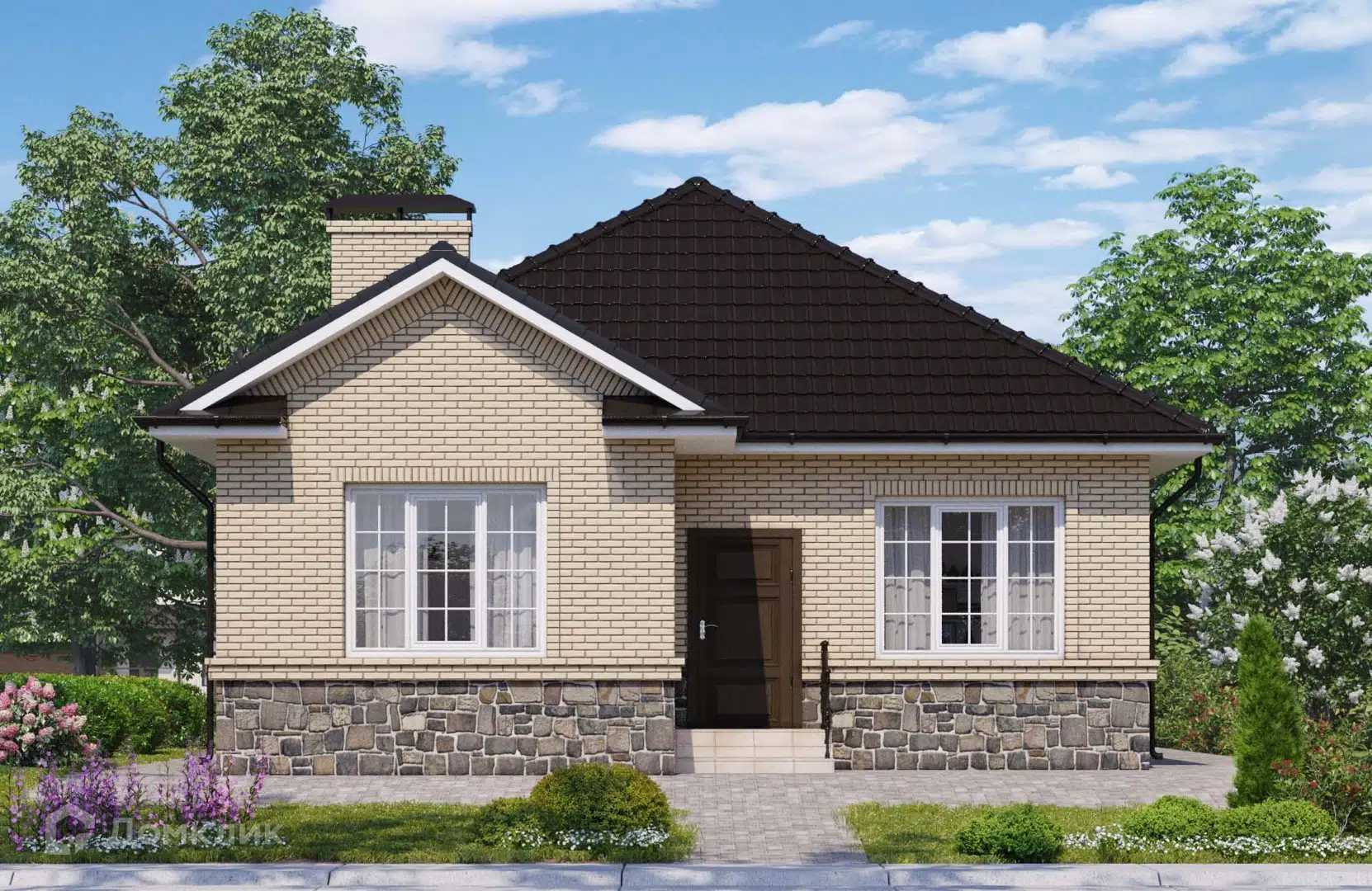 Проект дома «Проект №174» компании Новация из материала Газобетонные блоки площадью 85м² под ключ за 6300000₽ в Донецке | 1 этаж, 3 спальни, 2 санузла – Домклик