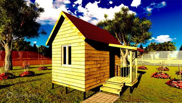 Проект дома «Проект №4» компании Земле-Строй из материала Брус естественной влажности площадью 18м² под ключ за 1065000₽ в Луганске | 1 этаж, 1 спальня, 1 санузел – Домклик