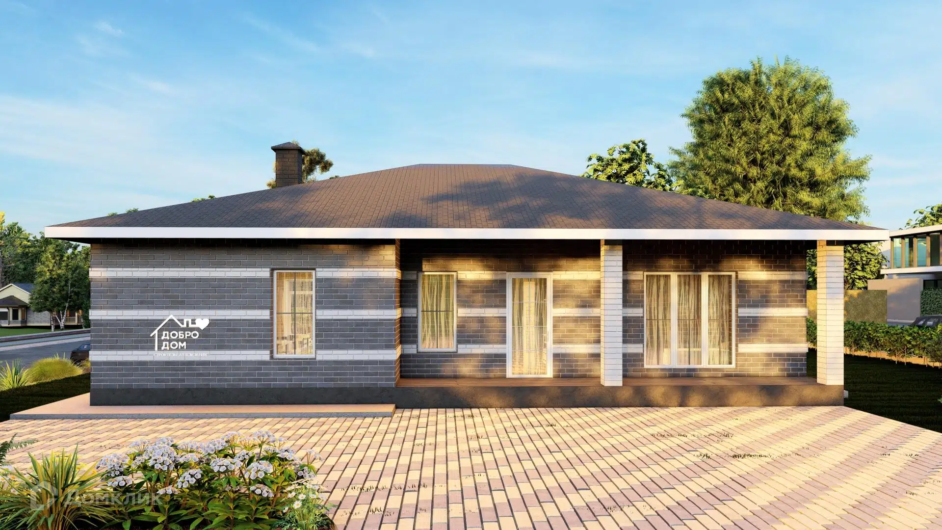 Проект дома «Коттедж Гермес» компании СК «Добро Дом» из материала Газосиликатные блоки площадью 172м² под ключ за 7875000₽ в Донецке | 1 этаж, 4 спальни, 2 санузла – Домклик