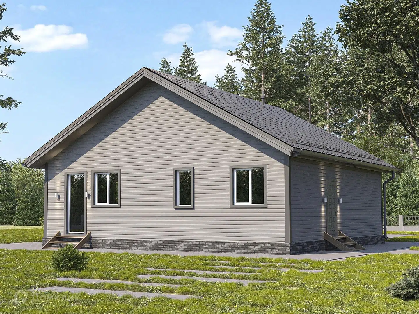 Проект дома «ДК-100 (домокомплект)» компании Теплодина из материала Панельно-каркасная технология площадью 100м² под ключ за 4800000₽ в Донецке | 1 этаж, 4 спальни, 1 санузел – Домклик