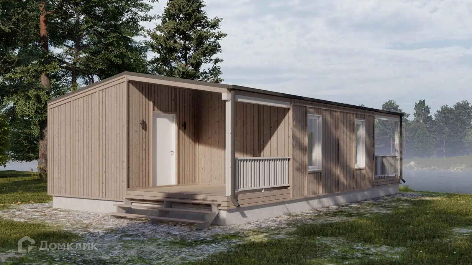 Проект дома «Модульный дом Simple 70» компании Авангард Строй из материала Модульный дом площадью 71м² под ключ за 3435000₽ в Донецке | 1 этаж, 2 спальни, 1 санузел – Домклик