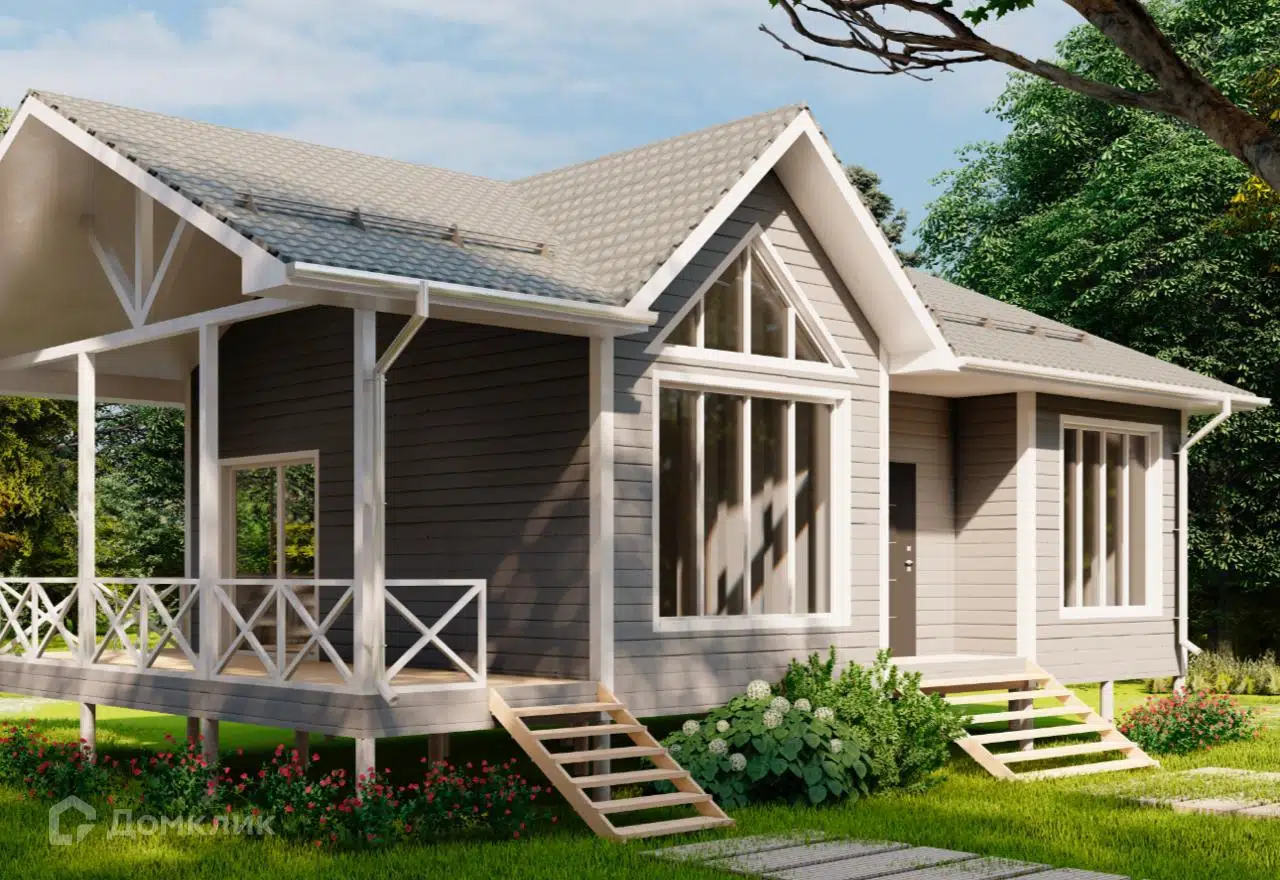 Проект дома «Прибой» компании РСК СТРОЙквартал из материала Каркасный дом площадью 75м² под ключ за 3750000₽ в Донецке | 1 этаж, 2 спальни, 1 санузел – Домклик