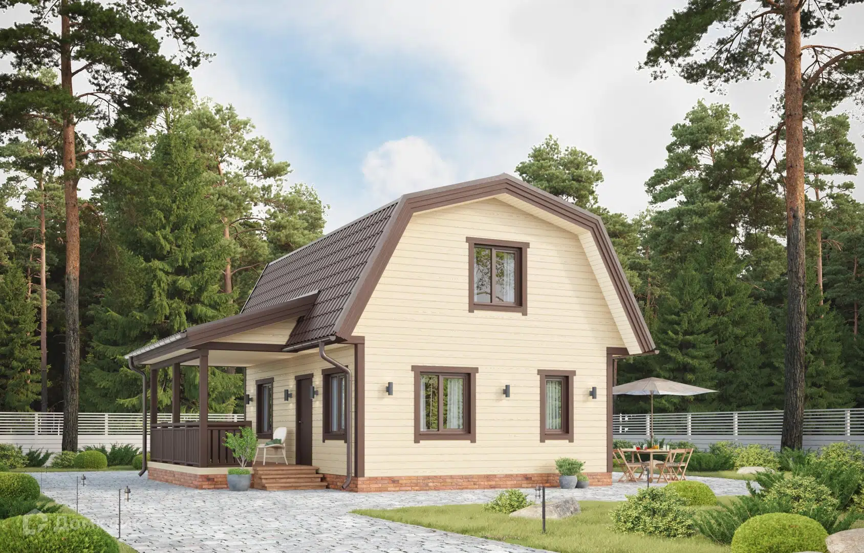 Проект дома «Максимов» компании FamilyDom из материала Каркасный дом площадью 77.7м² под ключ за 3773000₽ в Донецке | 2 этажа, 3 спальни, 1 санузел – Домклик