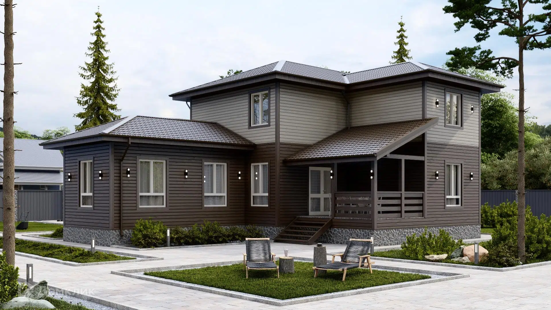 Проект дома «Томск» компании ООО «СТРОЙ-КОМФОРТ» из материала Каркасный дом площадью 181.4м² под ключ за 7495000₽ в Донецке | 2 этажа, 4 спальни, 3 санузла – Домклик