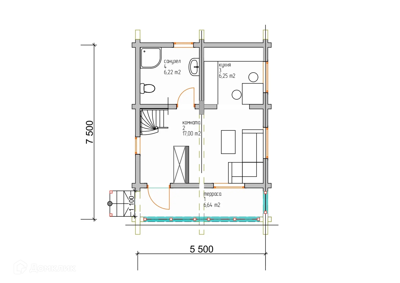 Планировка 1 этажа