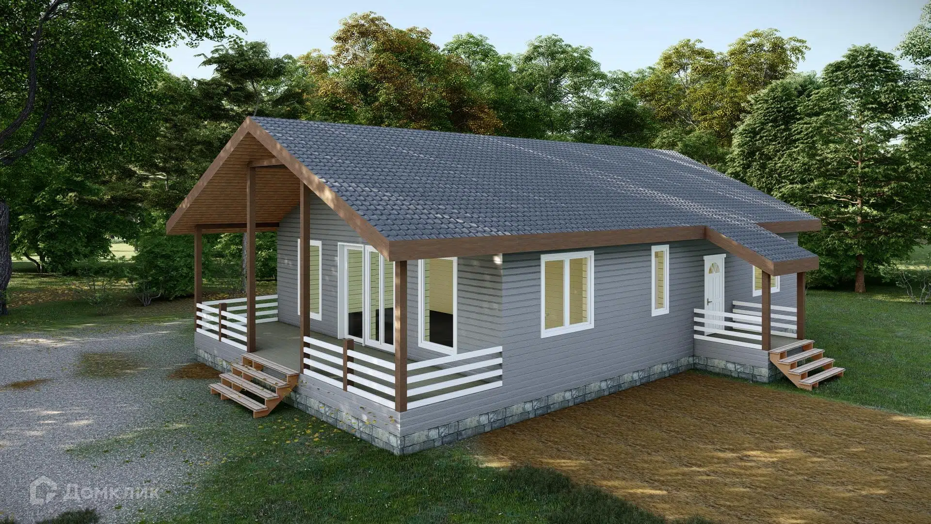 Проект дома «Е-24-150» компании СК «Архстройдом» из материала Каркасный дом площадью 150м² под ключ за 5640000₽ в Донецке | 1 этаж, 3 спальни, 1 санузел – Домклик