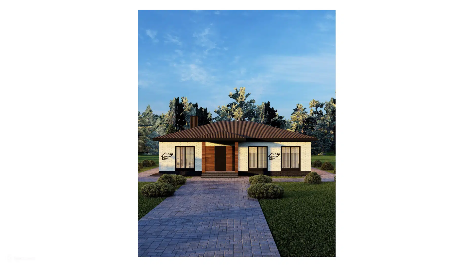 Проект дома «Коттедж Неаполь» компании СК «Добро Дом» из материала Газобетонные блоки площадью 120м² под ключ за 6875000₽ в Донецке | 1 этаж, 3 спальни, 2 санузла – Домклик