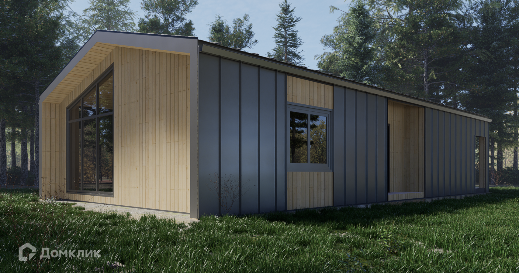 Проект дома «Барнхаус 104» компании NORTH HOUSE из материала Каркасный дом площадью 104м² под ключ за 7500000₽ в Донецке | 1 этаж, 3 спальни, 2 санузла – Домклик