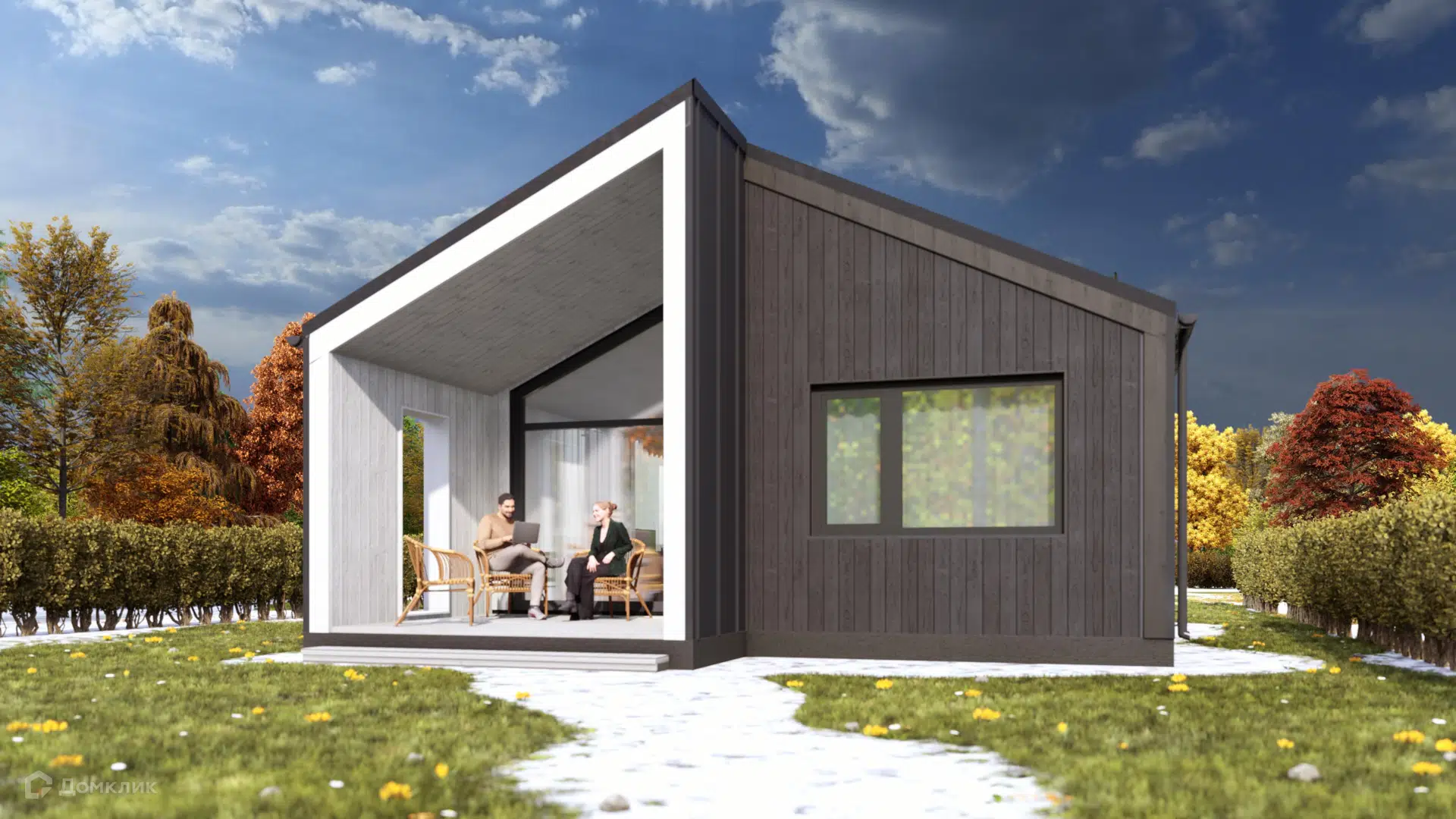 Проект дома «Скандинавский барнхаус 56» компании NORTH HOUSE из материала Каркасный дом площадью 56м² под ключ за 4900000₽ в Донецке | 1 этаж, 1 спальня, 1 санузел – Домклик