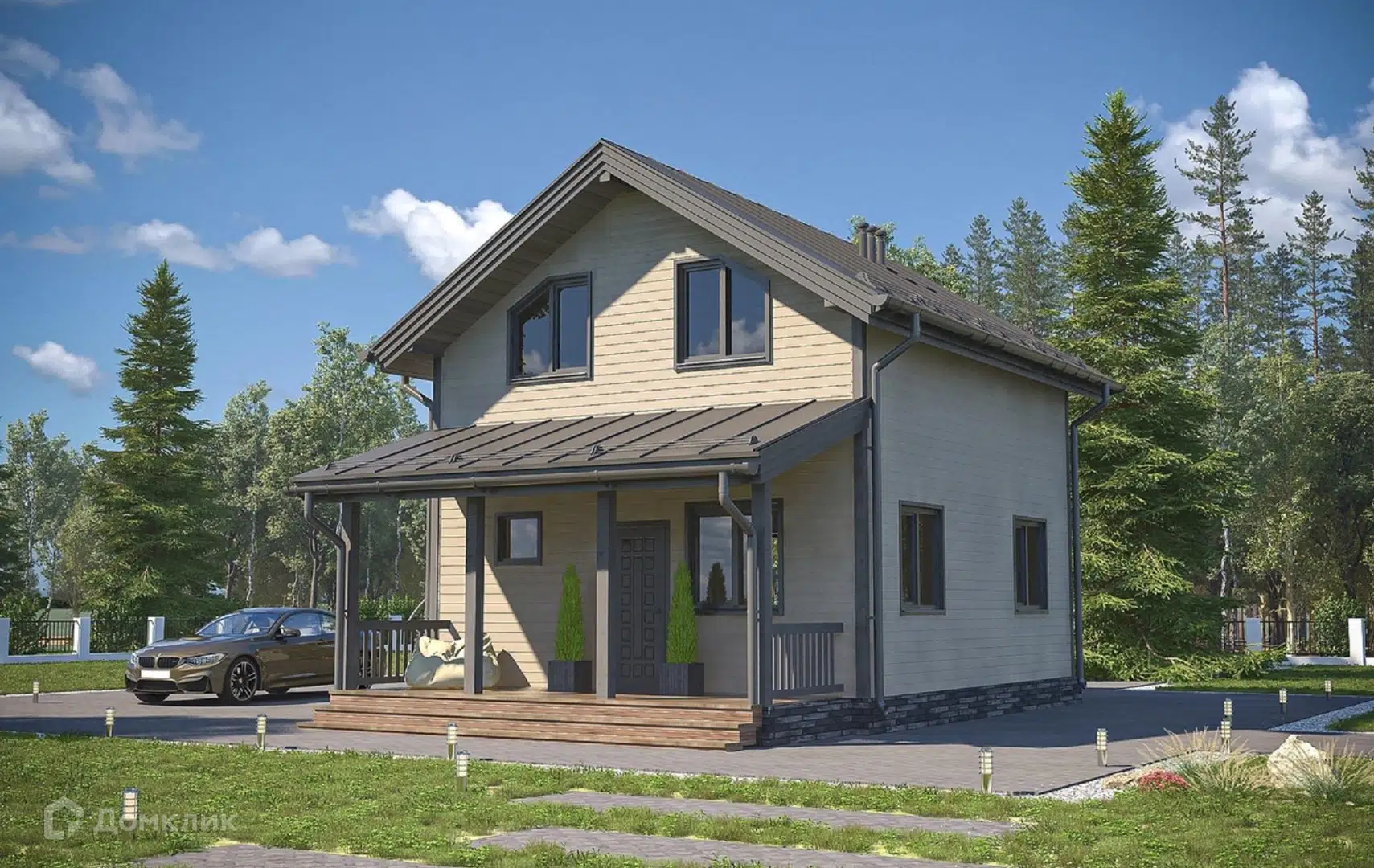Проект дома «ДК-96» компании Теплодина из материала Каркасный дом площадью 84м² под ключ за 3427000₽ в Донецке | 2 этажа, 3 спальни, 1 санузел – Домклик