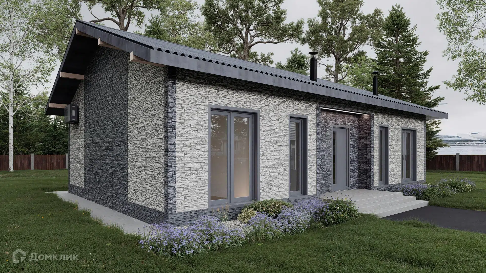 Проект дома «Загородный дом - 106» компании ООО «Мастер Билл Сахалин 2020» из материала Газобетонные блоки площадью 86.97м² под ключ за 11300000₽ в Донецке | 1 этаж, 2 спальни, 2 санузла – Домклик