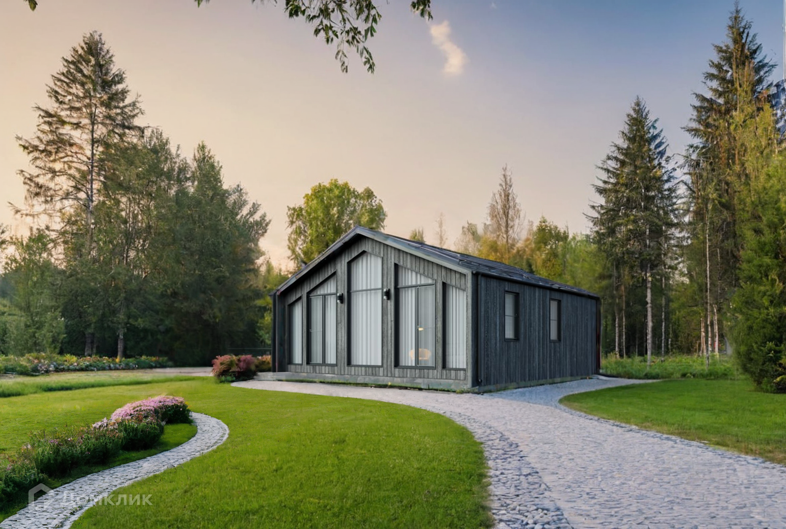 Проект дома «Барн 8х8м» компании Твой Домостроитель из материала Каркасный дом площадью 59м² под ключ за 3200000₽ в Донецке | 1 этаж, 2 спальни, 1 санузел – Домклик