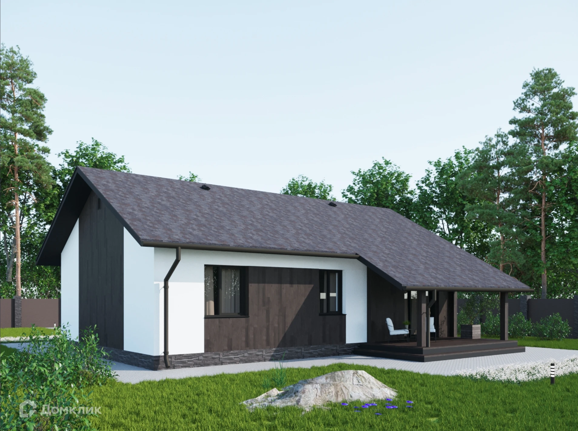 Проект дома «Романтик» компании Сапфир из материала SIP-панели площадью 100м² под ключ за 5750000₽ в Донецке | 1 этаж, 3 спальни, 2 санузла – Домклик