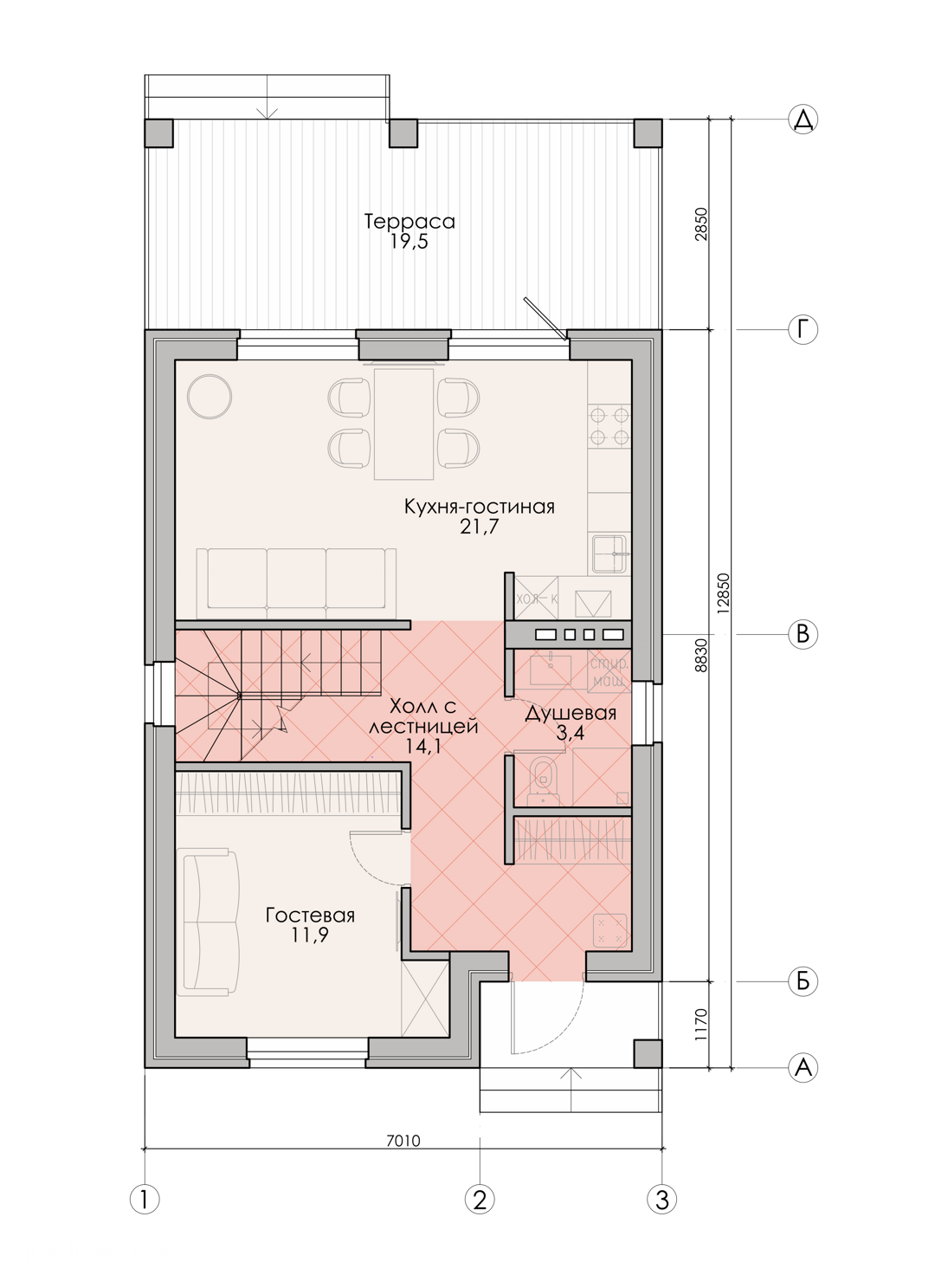 Планировка 1 этажа