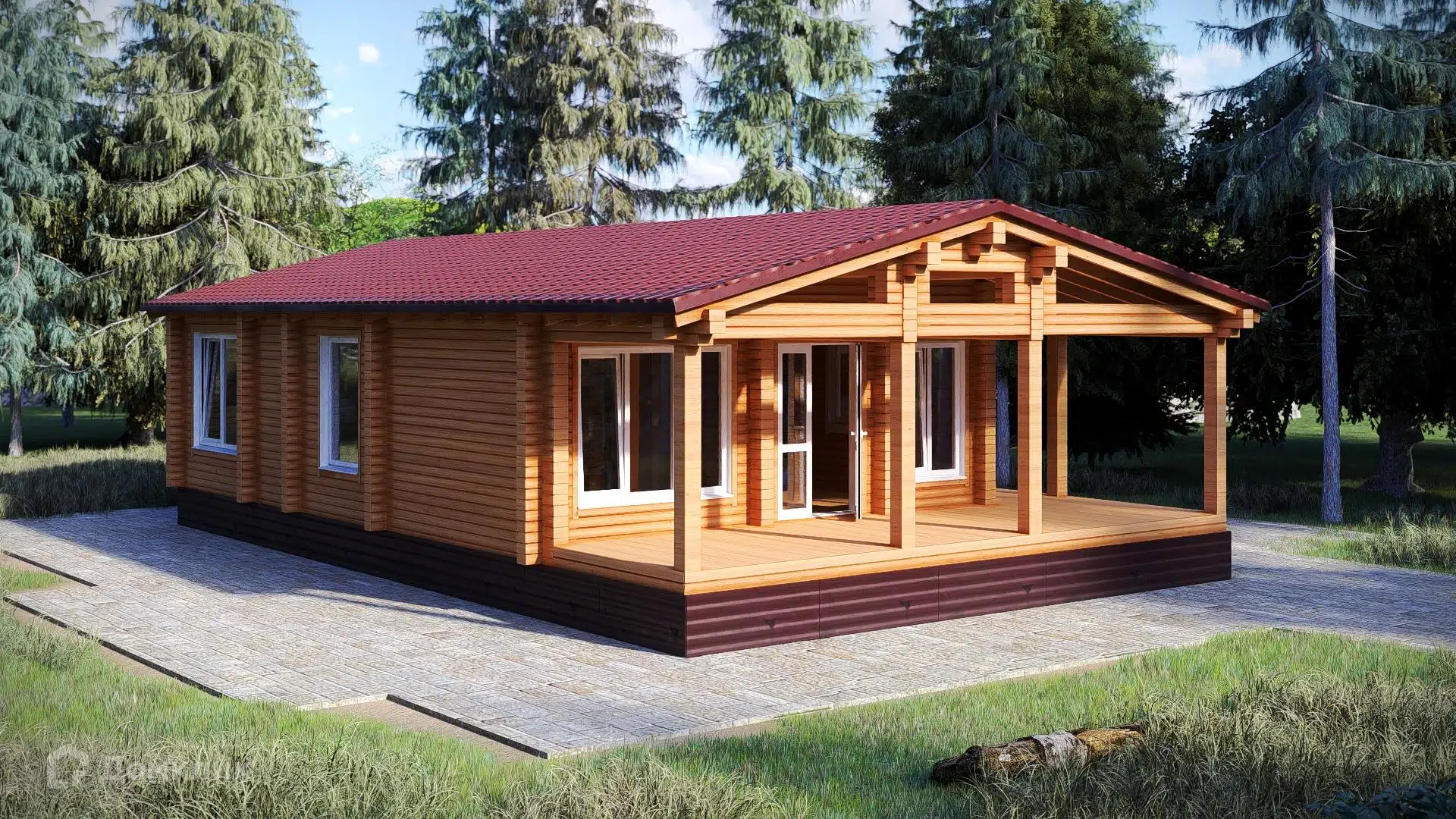 Проект дома «Загородный деревянный дом ПБ-99» компании ИЗБА из материала Профилированный брус площадью 104.3м² под ключ за 4660000₽ в Донецке | 1 этаж, 2 спальни, 1 санузел – Домклик