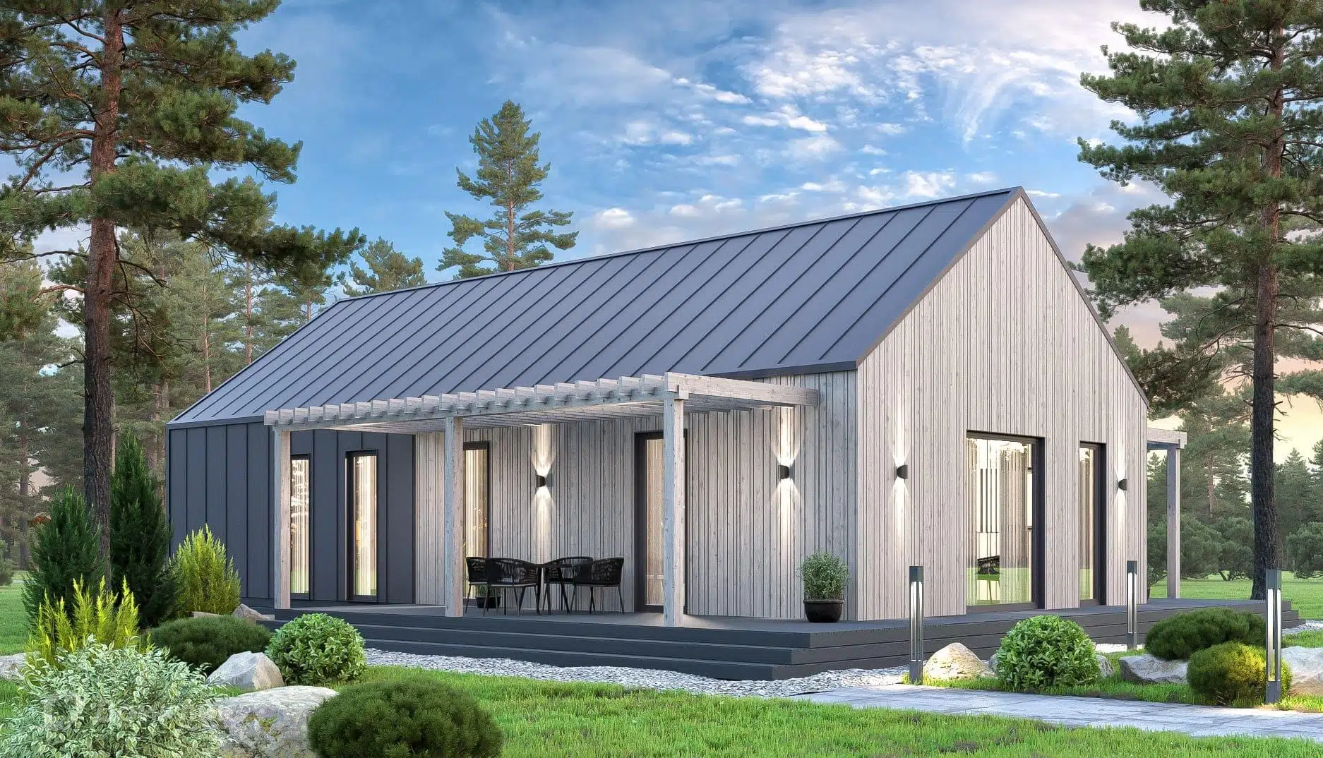 Проект дома «Каркасный С136» компании ЙОЛО ХАУС из материала Каркасный дом площадью 136м² под ключ за 5926000₽ в Донецке | 1 этаж, 3 спальни, 2 санузла – Домклик