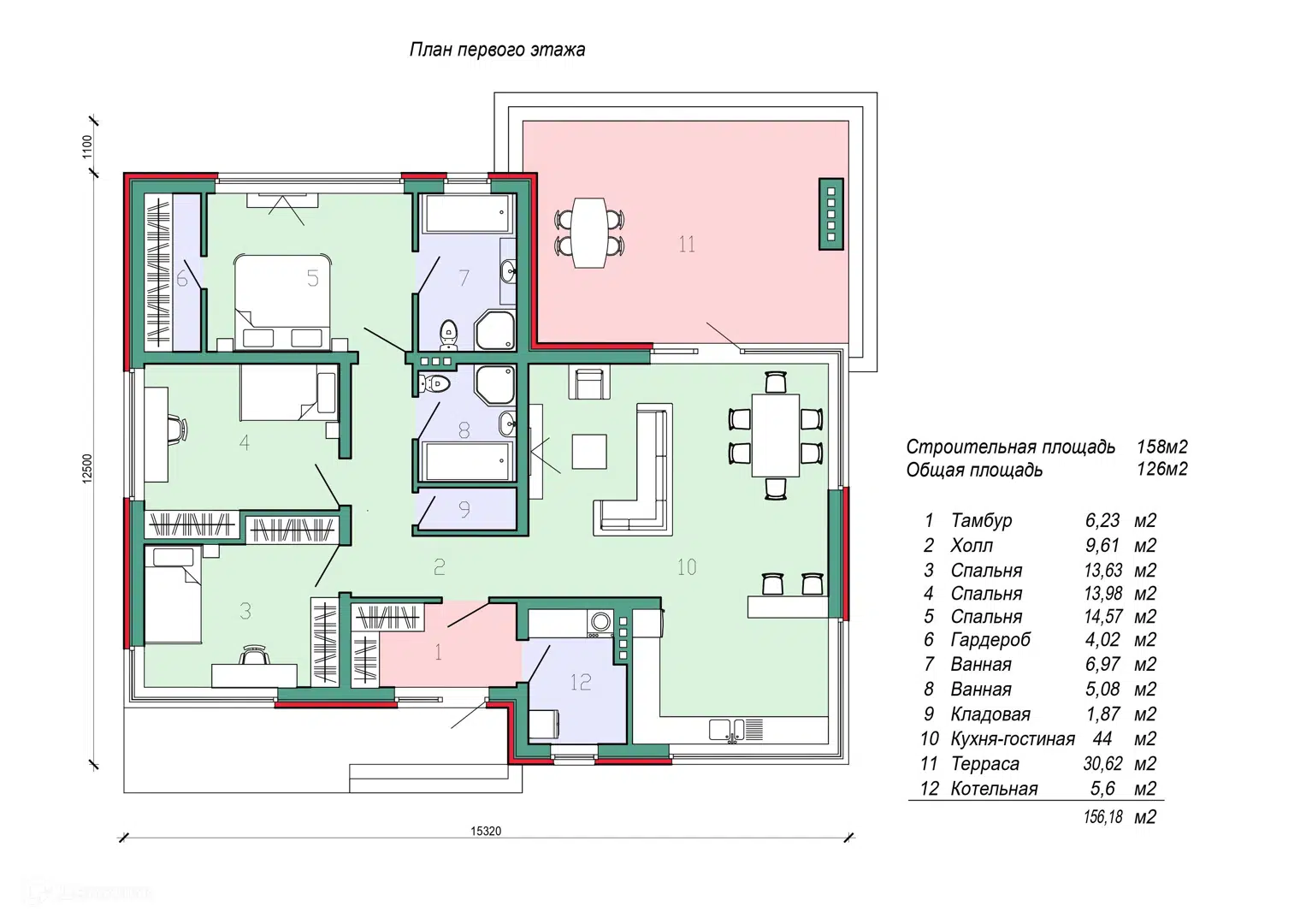 Планировка 1 этажа