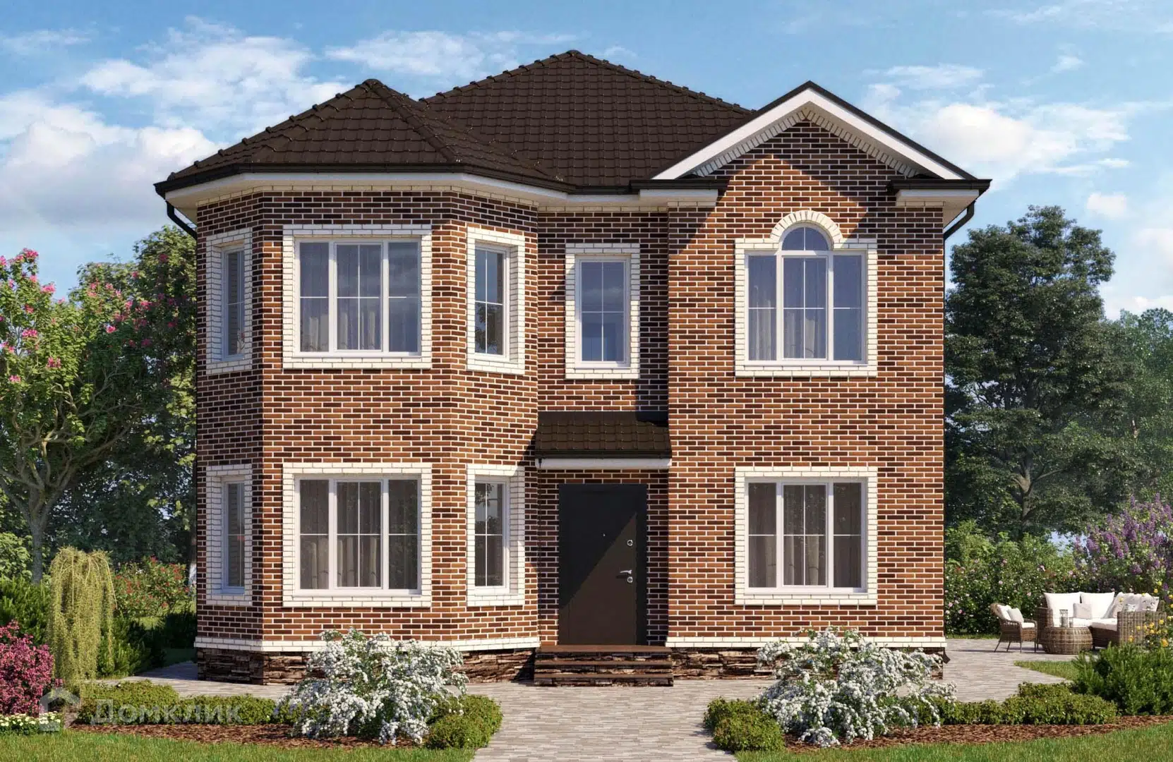 Проект дома «Проект №159» компании Новация из материала Кирпич площадью 154м² под ключ за 9200000₽ в Донецке | 2 этажа, 4 спальни, 2 санузла – Домклик