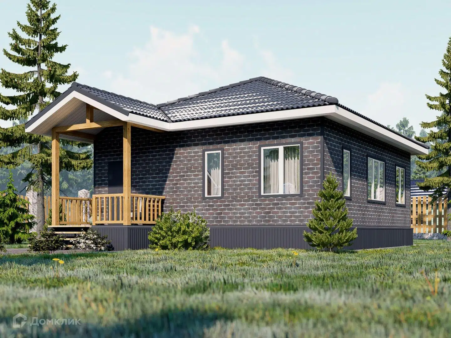 Проект дома «Проект "Сократ"» компании Альфа SIP · Дома из СИП панелей из материала SIP-панели площадью 71м² под ключ за 2521719₽ в Донецке | 1 этаж, 2 спальни, 1 санузел – Домклик