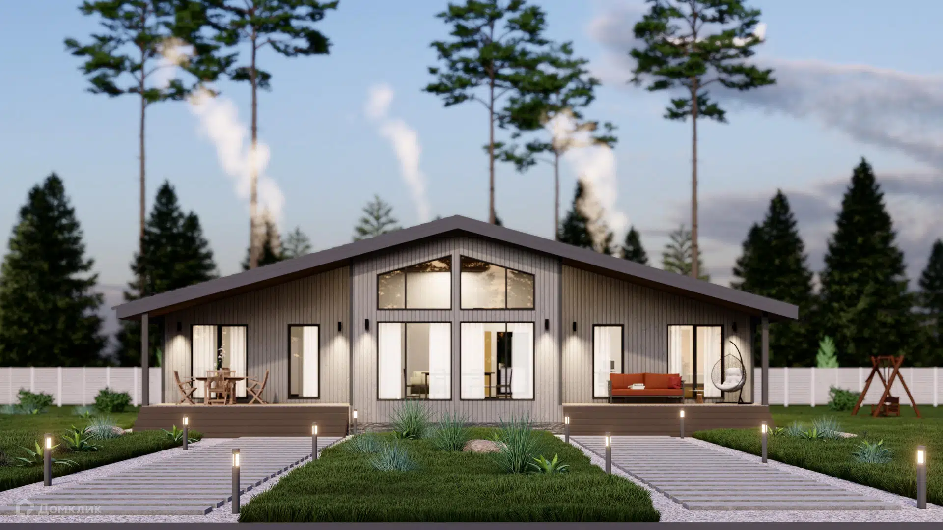 Проект дома «Эдинбург» компании Каркас Поволжья из материала Каркасный дом площадью 135м² под ключ за 7500000₽ в Донецке | 1 этаж, 3 спальни, 2 санузла – Домклик