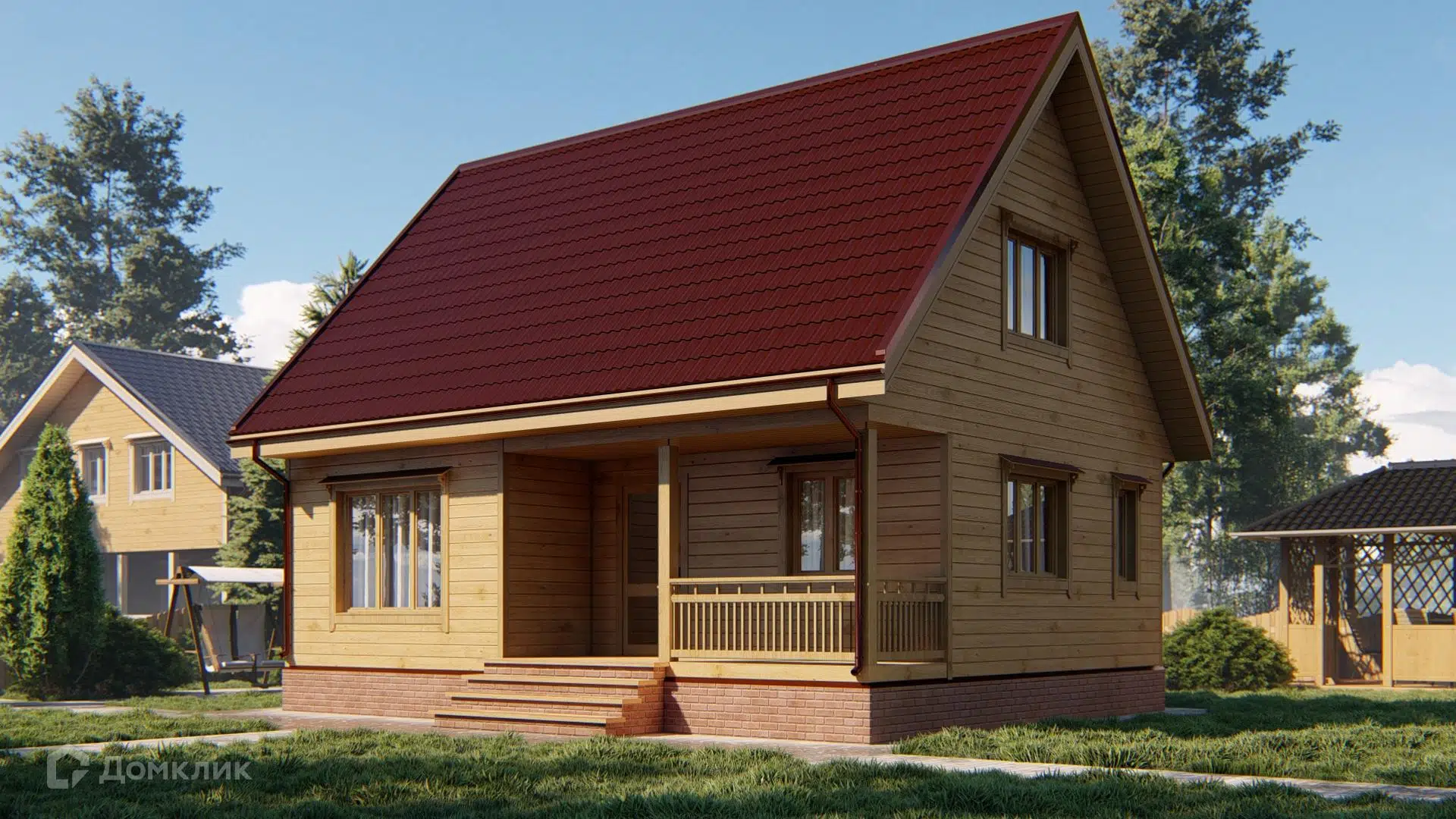 Проект дома «Дом из бруса 7х9 Д-76» компании СК «Домовёнок» из материала Профилированный брус площадью 94м² под ключ за 2984000₽ в Луганске | 2 этажа, 3 спальни, 1 санузел – Домклик