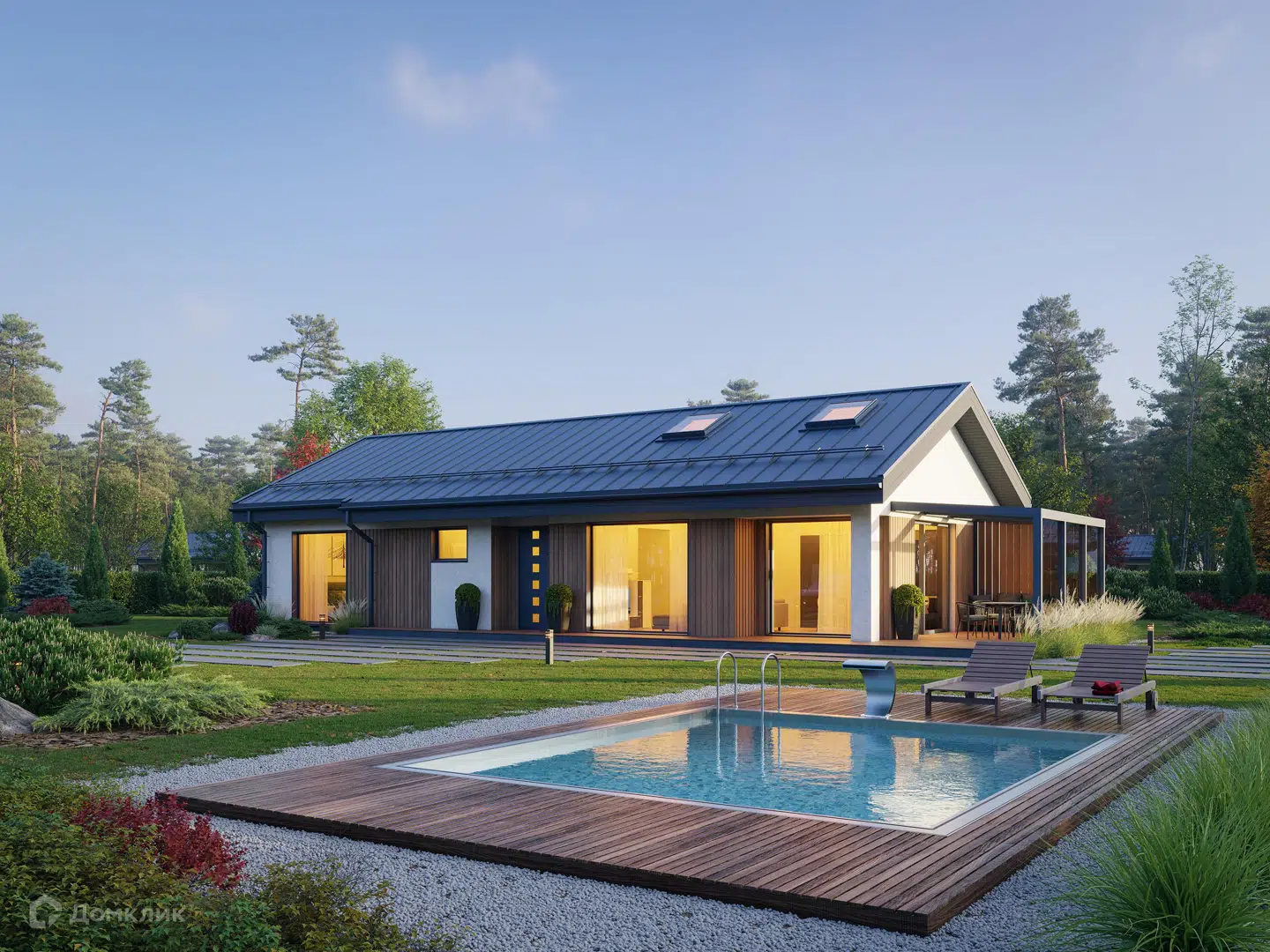 Проект дома «Stone L - 124» компании GREEN HOUSE | Дома под ключ из материала Газобетонные блоки площадью 124м² под ключ за 7700000₽ в Донецке | 1 этаж, 3 спальни, 2 санузла – Домклик