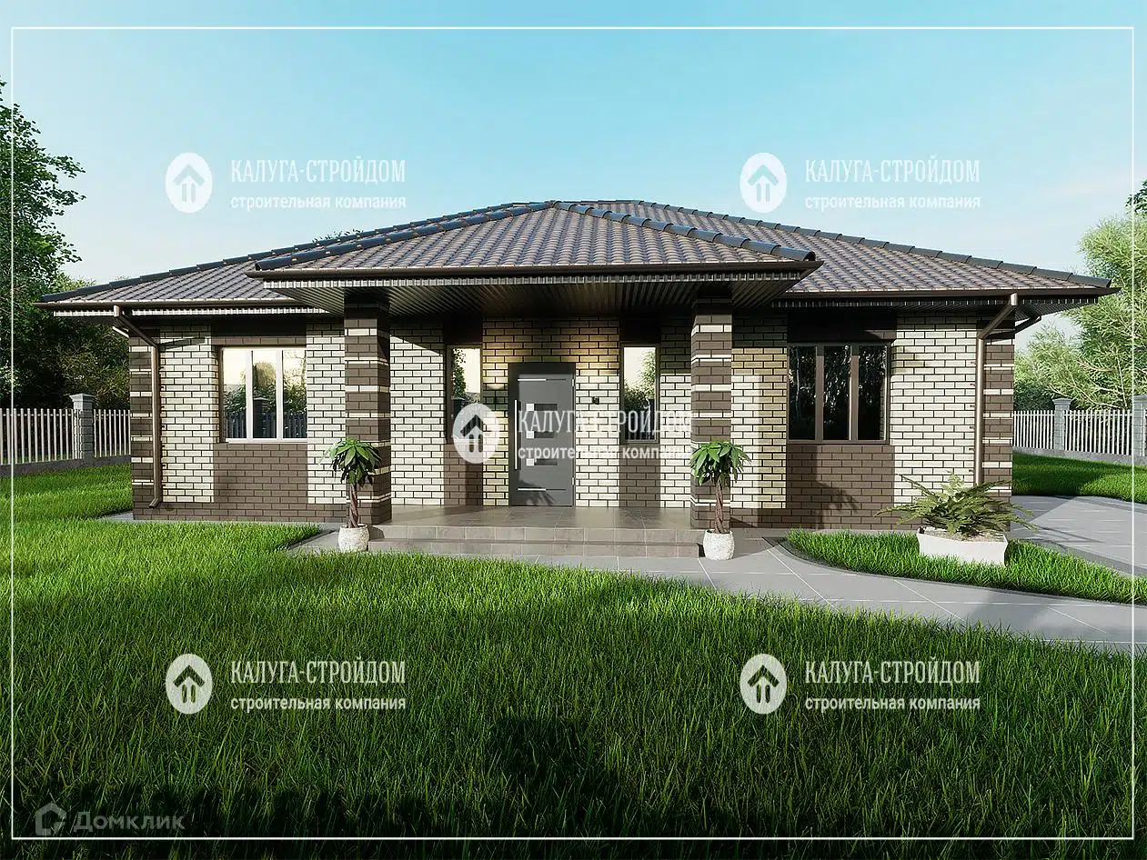Проект дома «СП-34» компании КАЛУГА-СТРОЙДОМ из материала Газобетонные блоки площадью 102м² под ключ за 6120000₽ в Луганске | 1 этаж, 3 спальни, 2 санузла – Домклик
