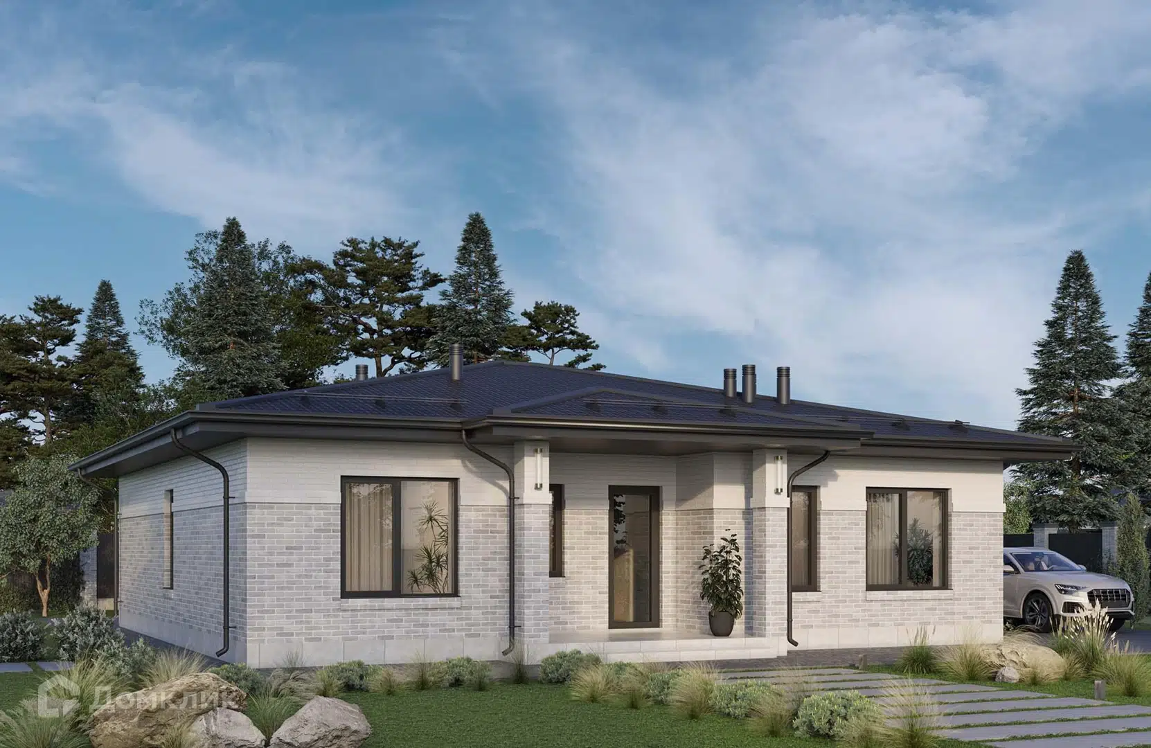 Проект дома «Проект №450» компании Новация из материала Газобетонные блоки площадью 114м² под ключ за 7550000₽ в Донецке | 1 этаж, 3 спальни, 2 санузла – Домклик