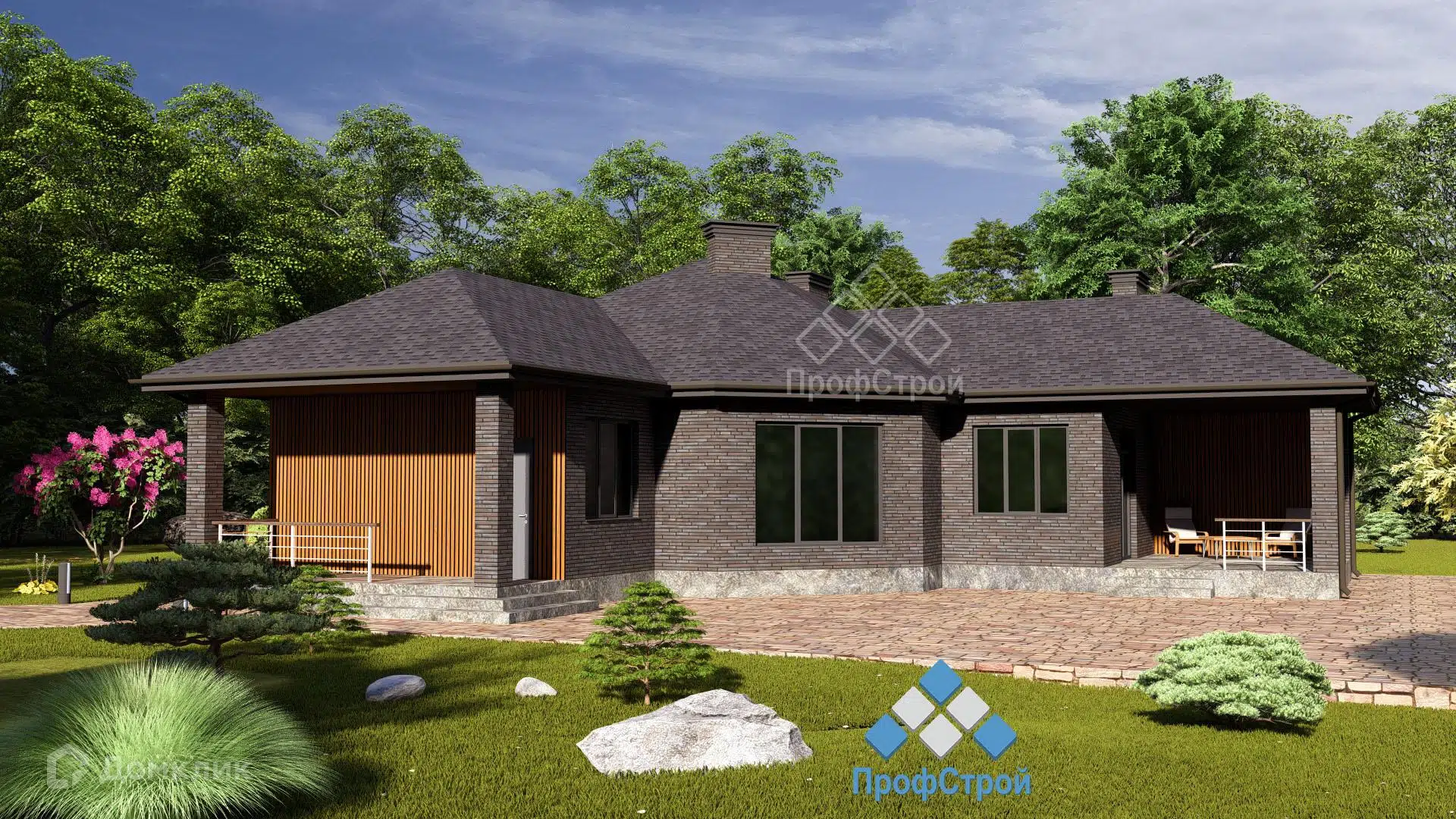 Проект дома «Альберт Эйнштейн» компании ПрофСтрой из материала Газобетонные блоки площадью 104.68м² под ключ за 5250000₽ в Донецке | 1 этаж, 2 спальни, 1 санузел – Домклик